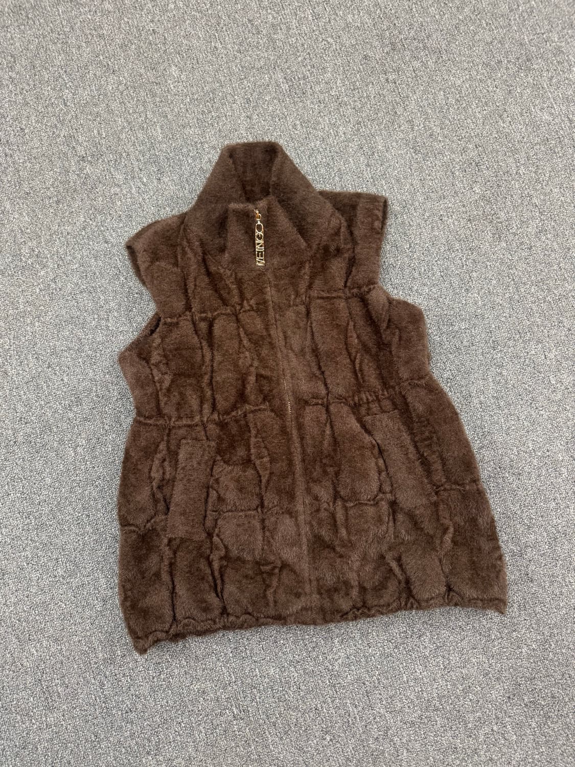 OS)Japanese vintage 밍크 퍼 브라운 조끼 베스트 상품이미지1