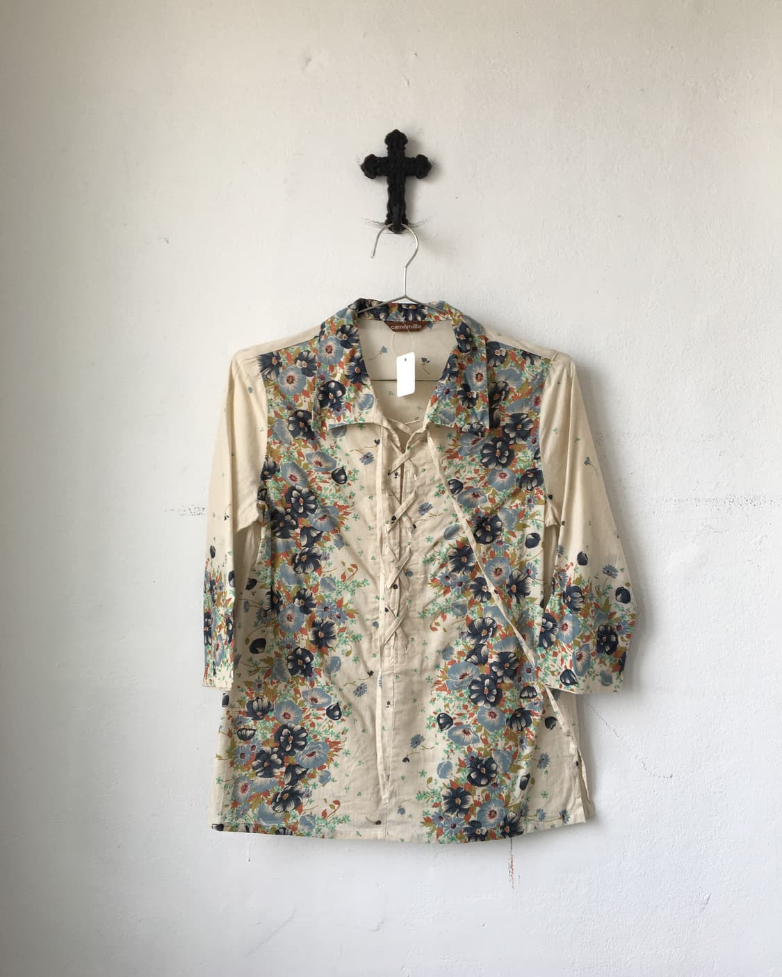 Lace up flower pattern shirt 상품이미지2