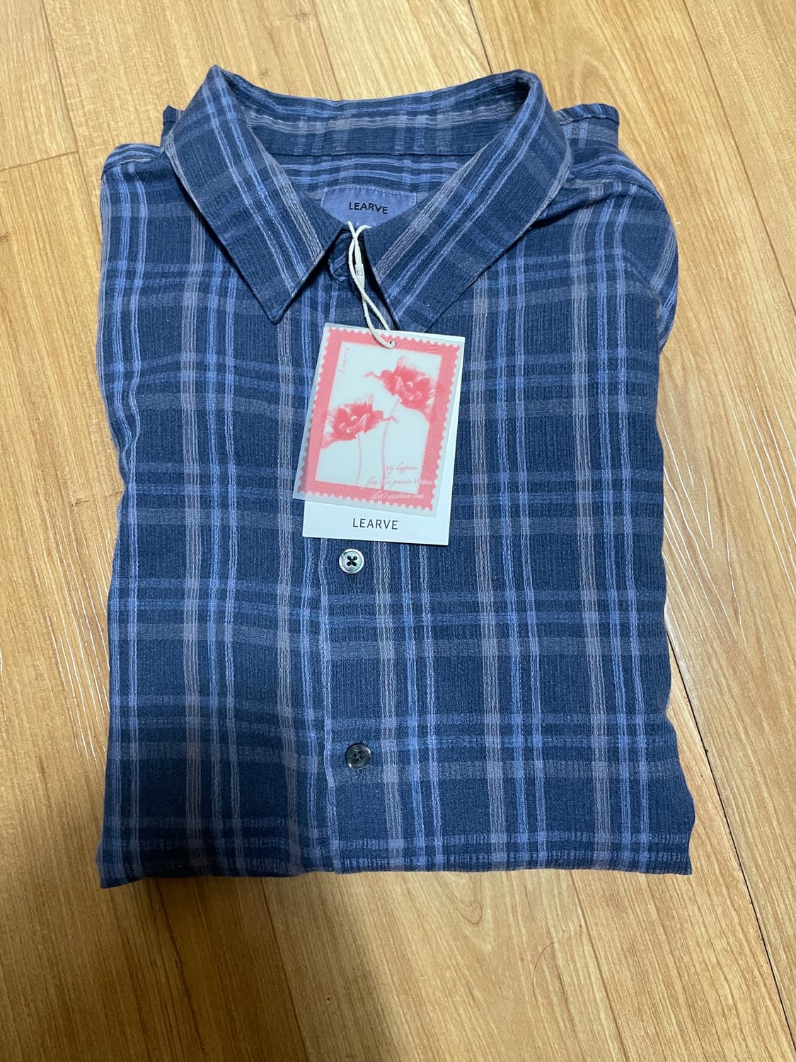 르아브 르아브 다이드 스트라이프 체크 셔츠 블루 L 상품이미지3