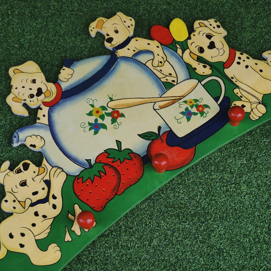 90s 레트로 달마시안 딸기 우드 대형 코트랙 상품이미지8