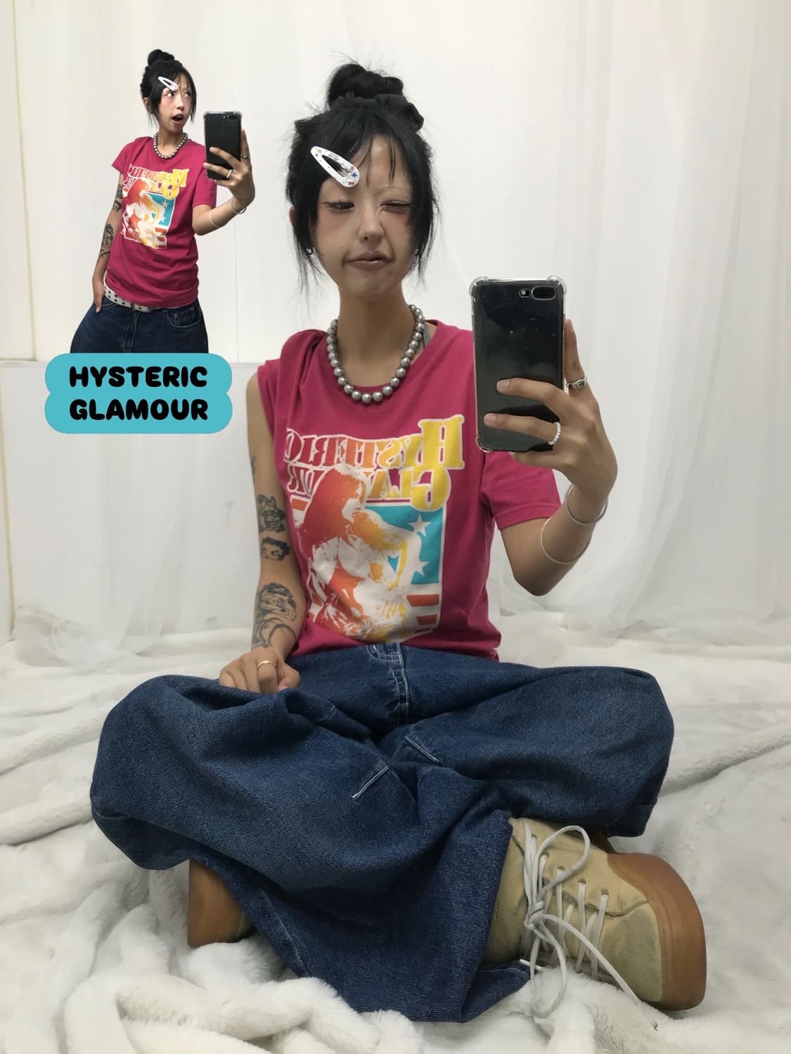 < Hysteric Glamour His girl Pink T-shirt 상품이미지1