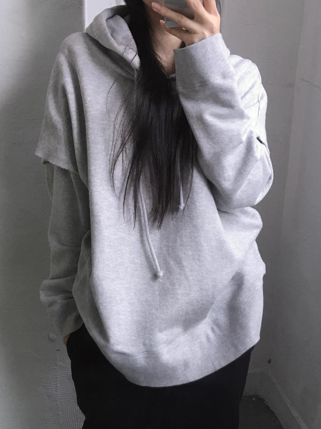 MM6 그레이 레이어드 후드티 상품이미지3