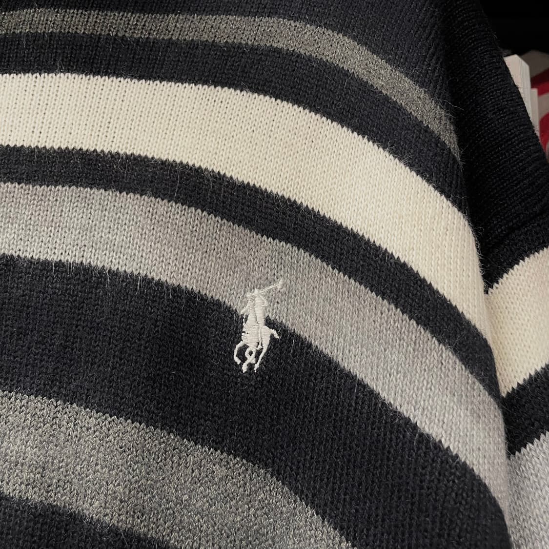 90s 폴로 랄프로렌 스트라이프 하프 집업 니트 스웨터 상품이미지5