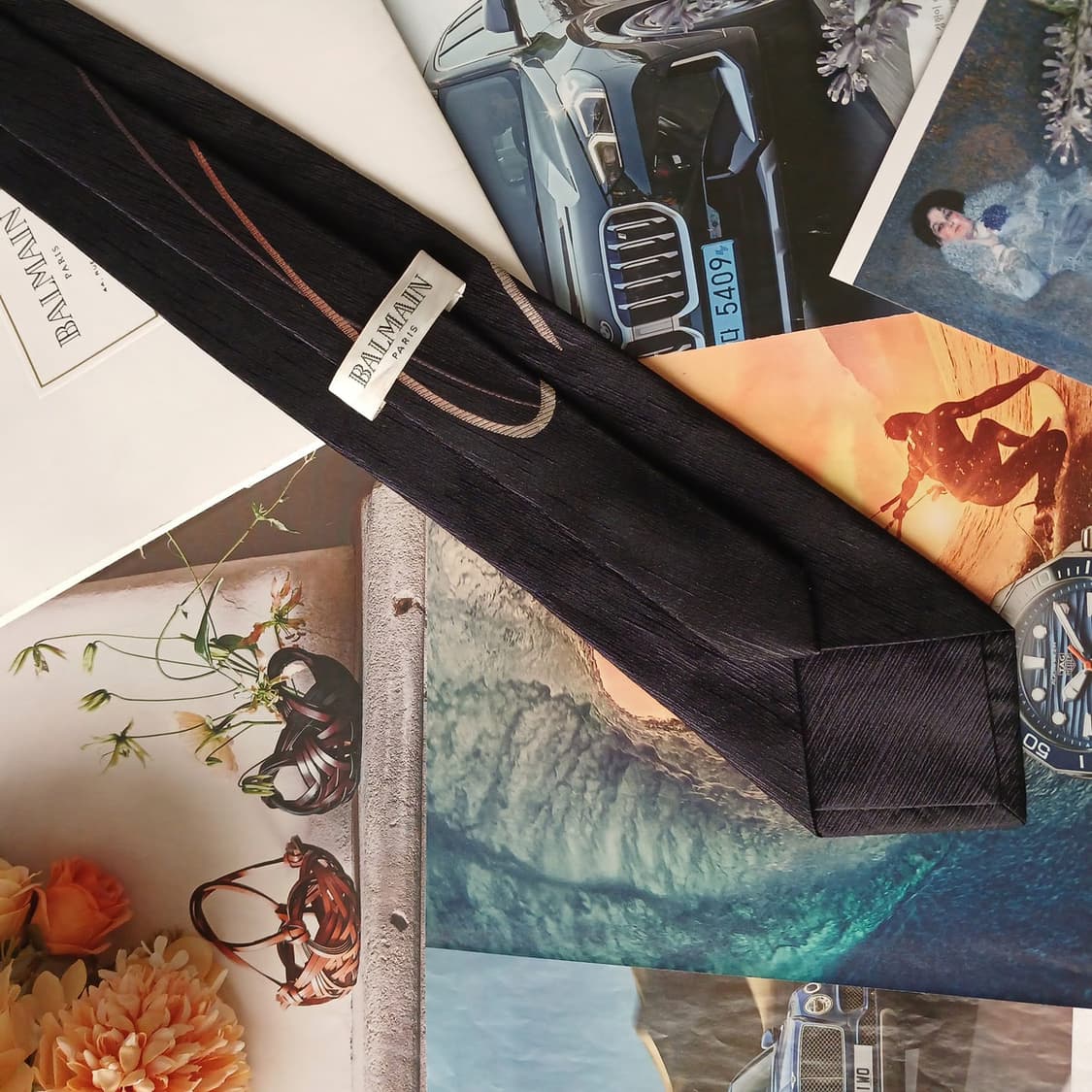 발망 실크 다크 퍼플 넥타이 8.9cm A+등급 A19634 상품이미지6