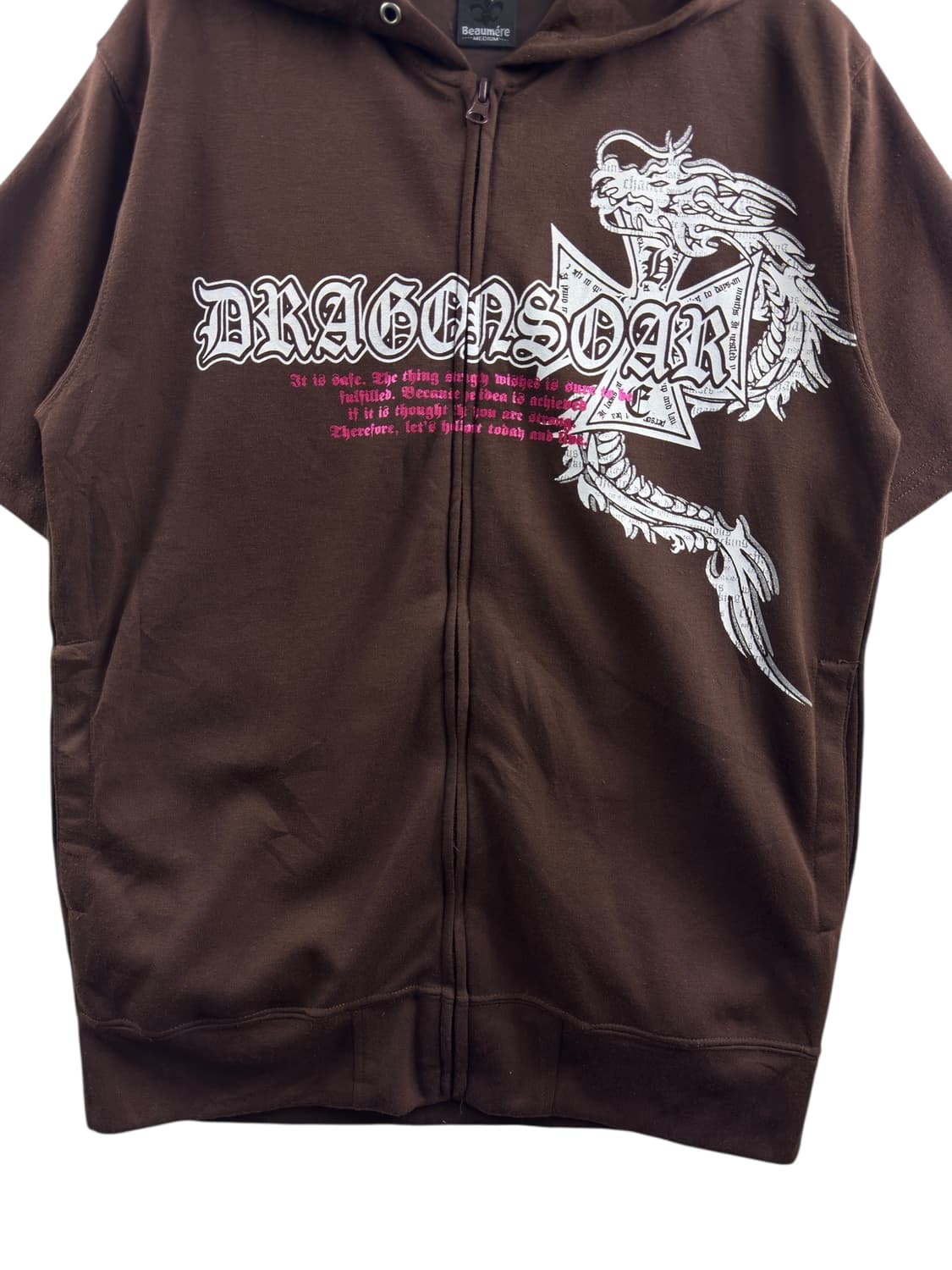 JPN Y2K 브라운 드래곤 반팔 후드집업1180 상품이미지4