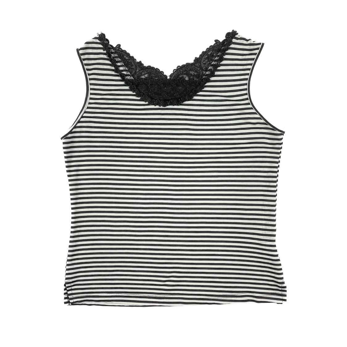 jpn 레이스 아플리케 스트라이프 슬리브리스 상품이미지1