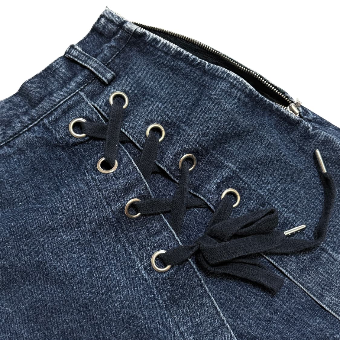 10s 락시크무드 레이스업 데님 스커트팬츠 상품이미지6