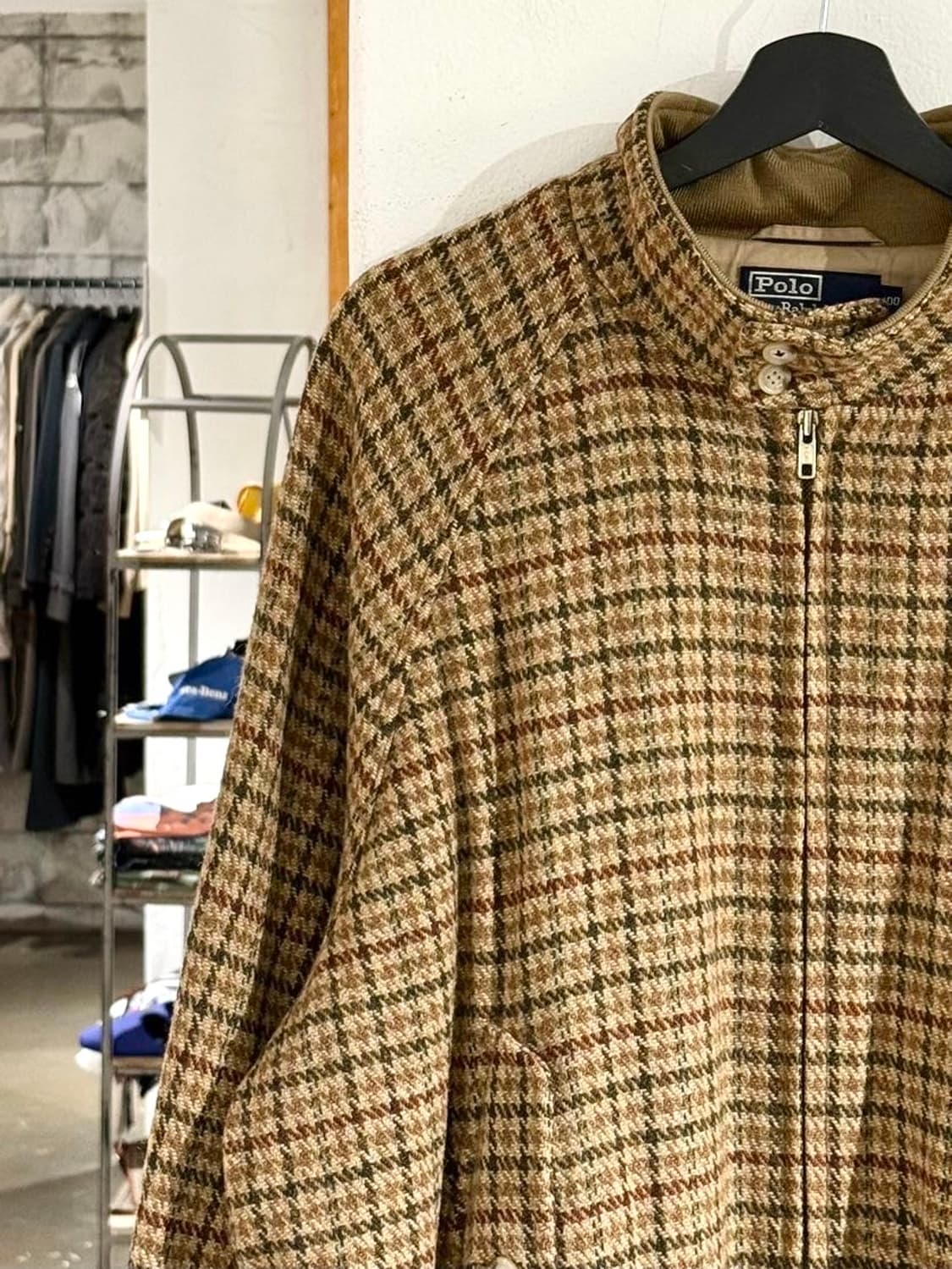 폴로 랄프로렌 90s 브라운 건클럽체크 울 바라쿠타 자켓 상품이미지2