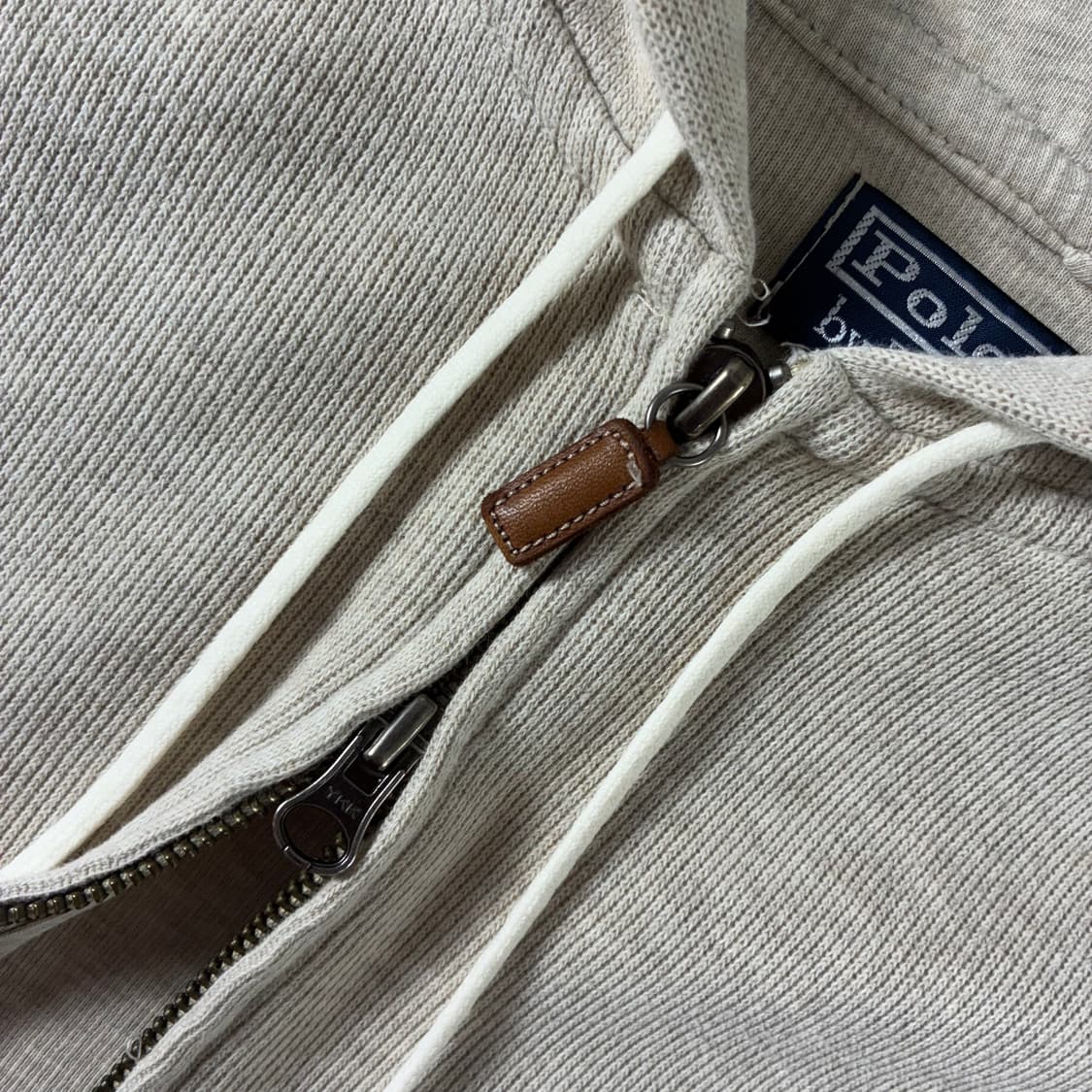 Polo  폴로 랄프로렌 자수 코튼 베이지 투웨이 니트후드집업  상품이미지4