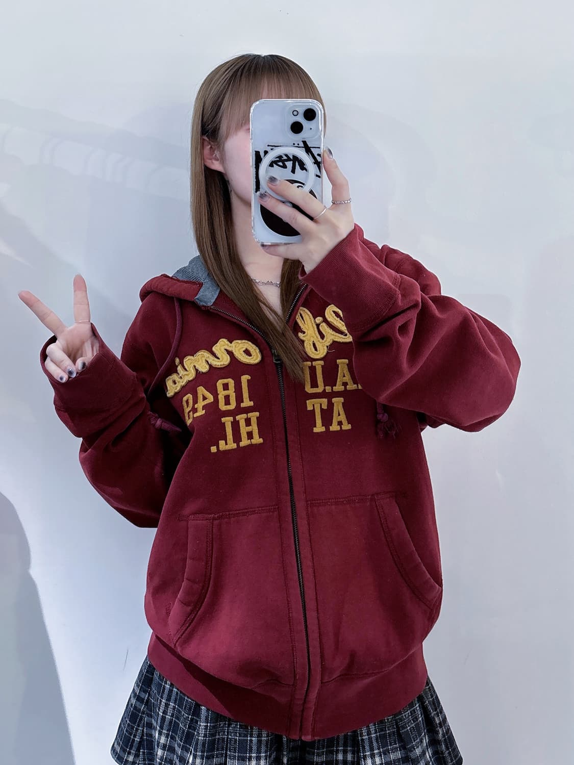 후아유 버건디 후드집업 상품이미지1