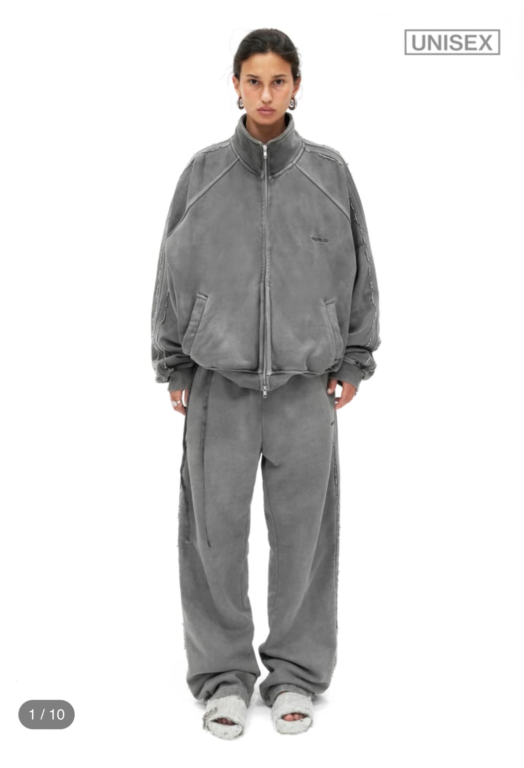 Beaded track jacket washed grey 상품이미지4