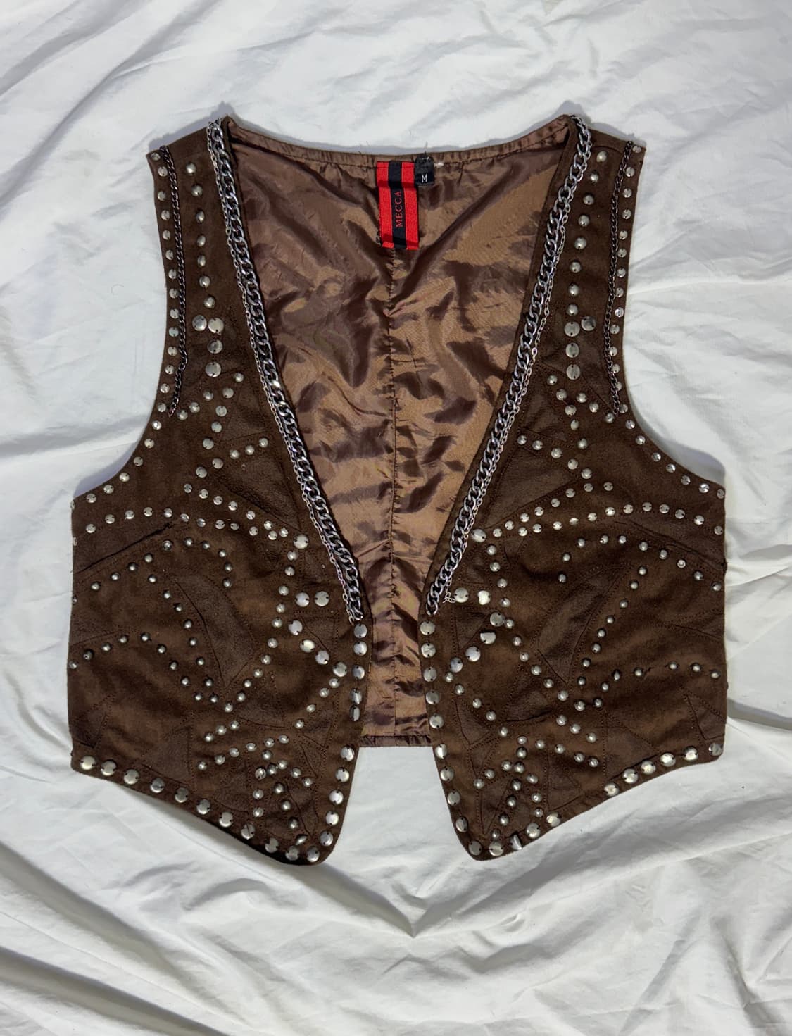 Mecca 스터드 체인 스웨이드 베스트 웨스턴 y2k 글램록 상품이미지1
