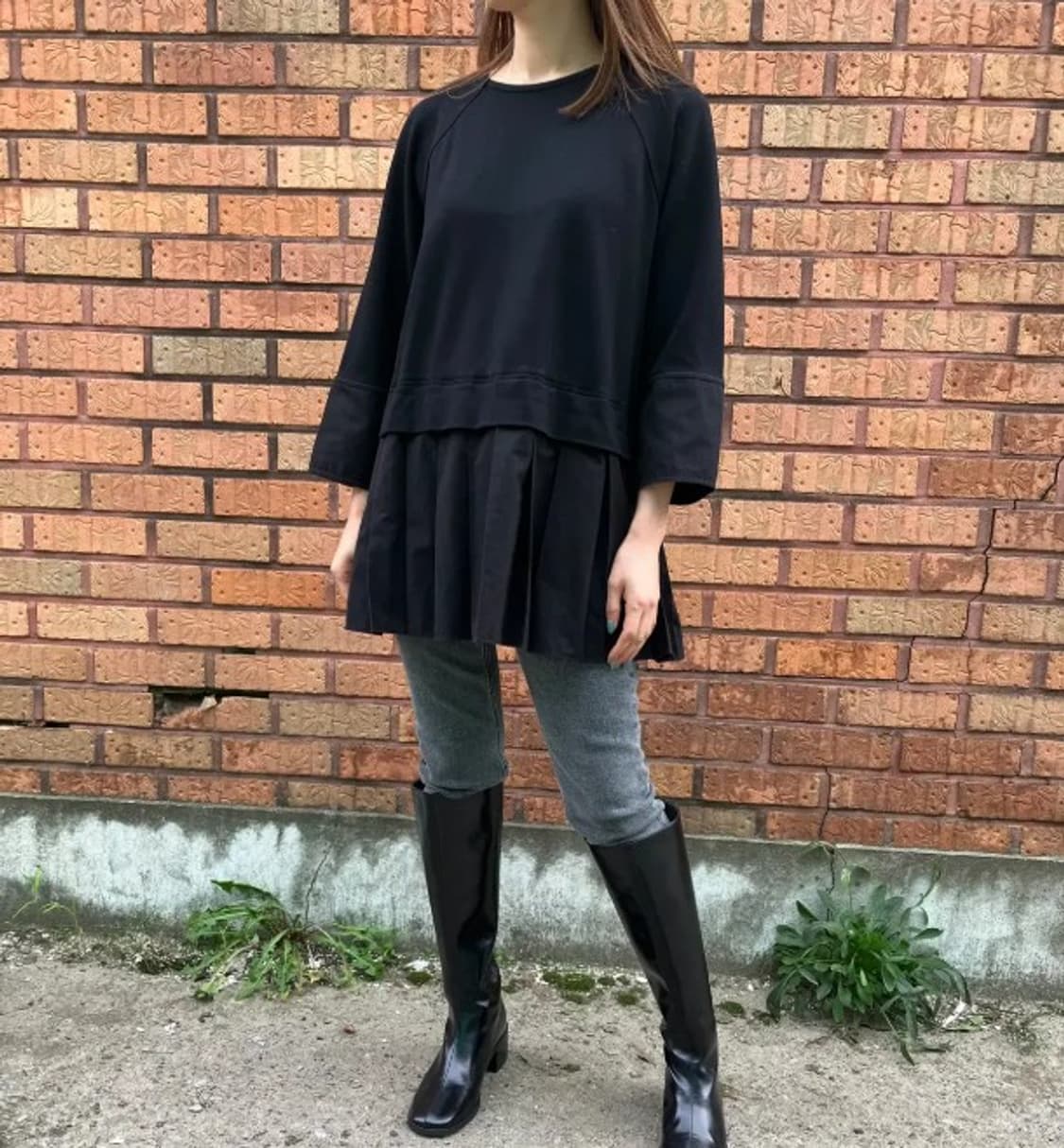 코스 밑단 플리츠주름 롱티셔츠 블라우스 55정도 상품이미지5