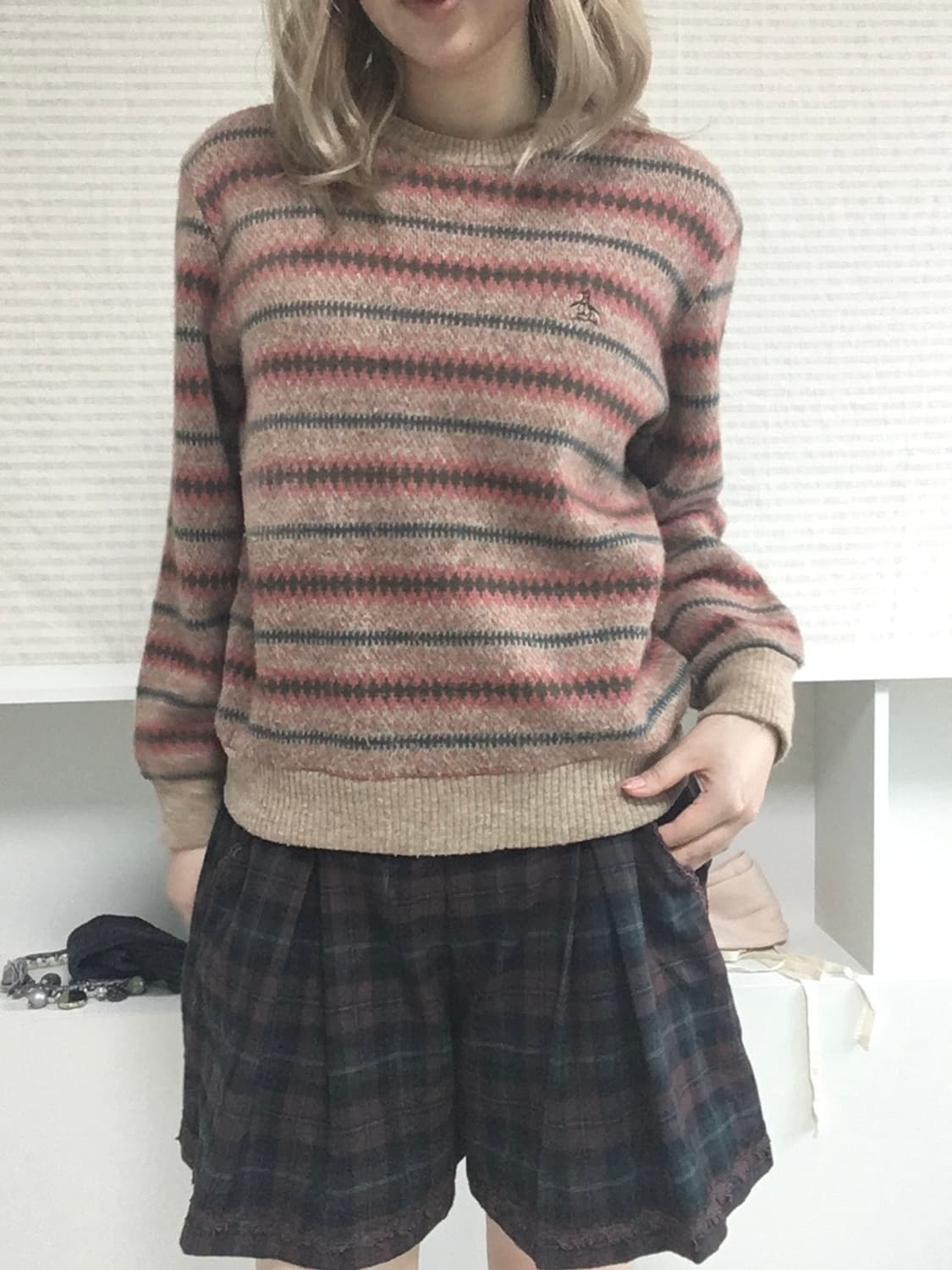 grand slam pink beige nordic wool knit 상품이미지3