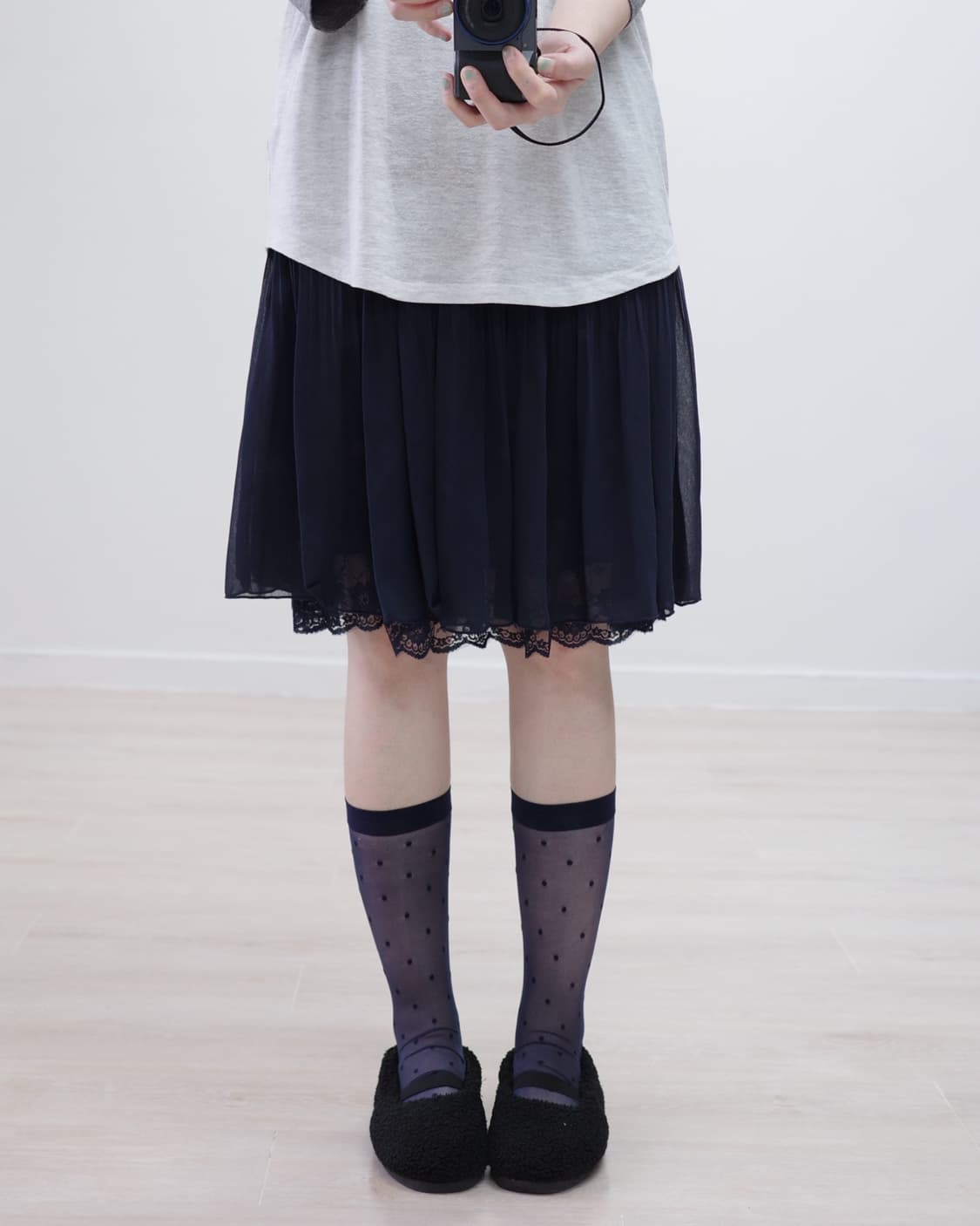 Clos shi navy flare lovely Skirt 상품이미지3