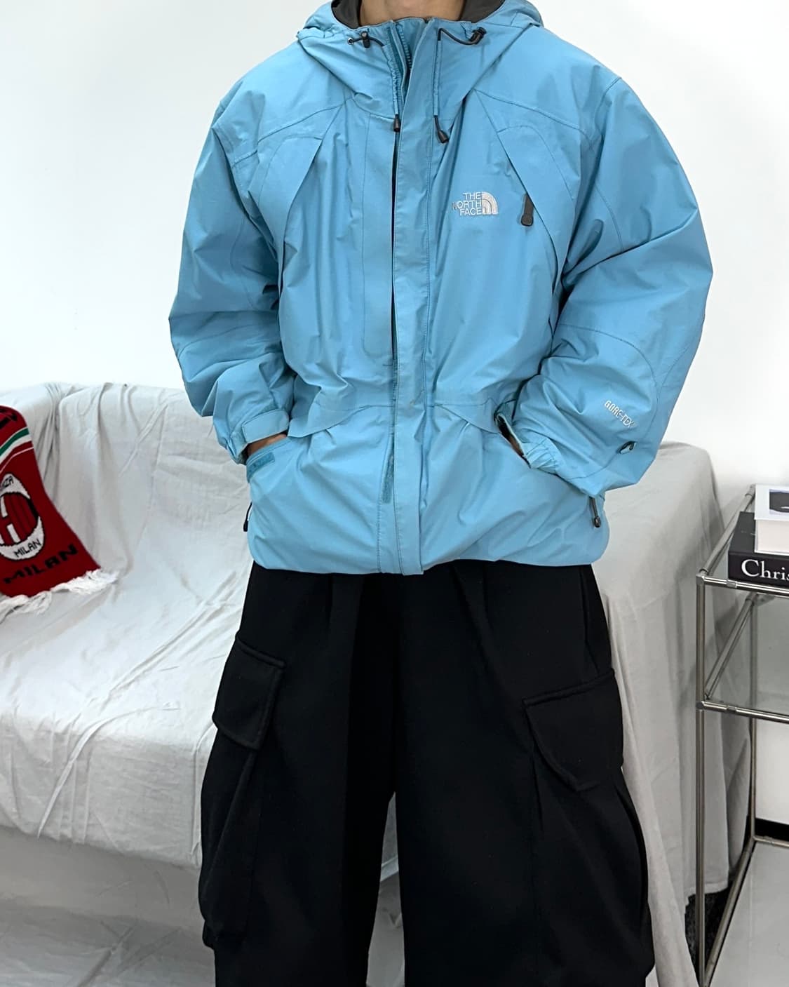 노스페이스 라이트 블루 후드 자켓 M 상품이미지3