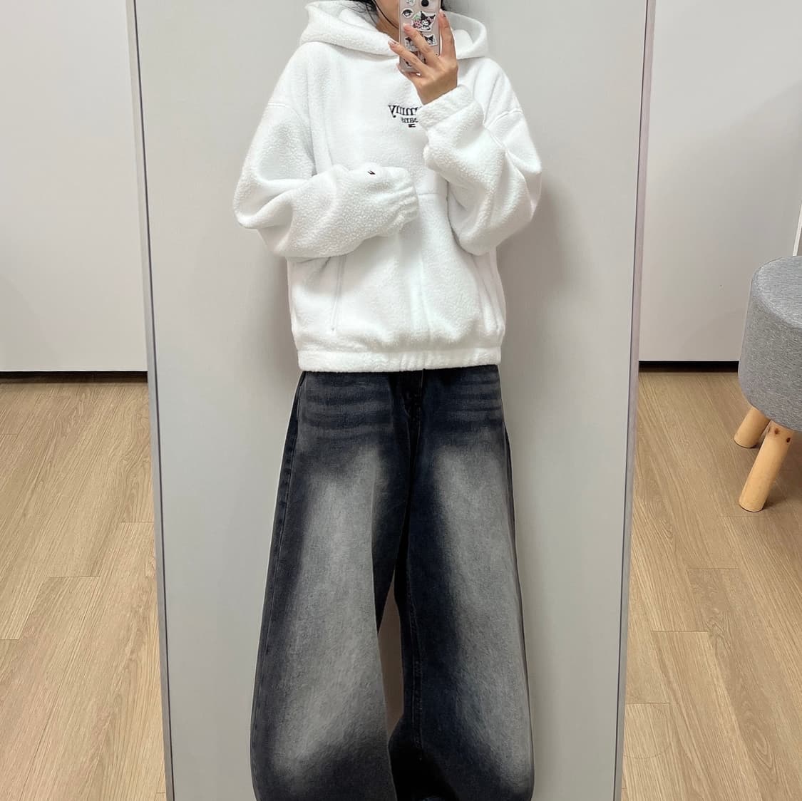 타미힐피거 폴라 플리스 화이트 후드티 상품이미지1