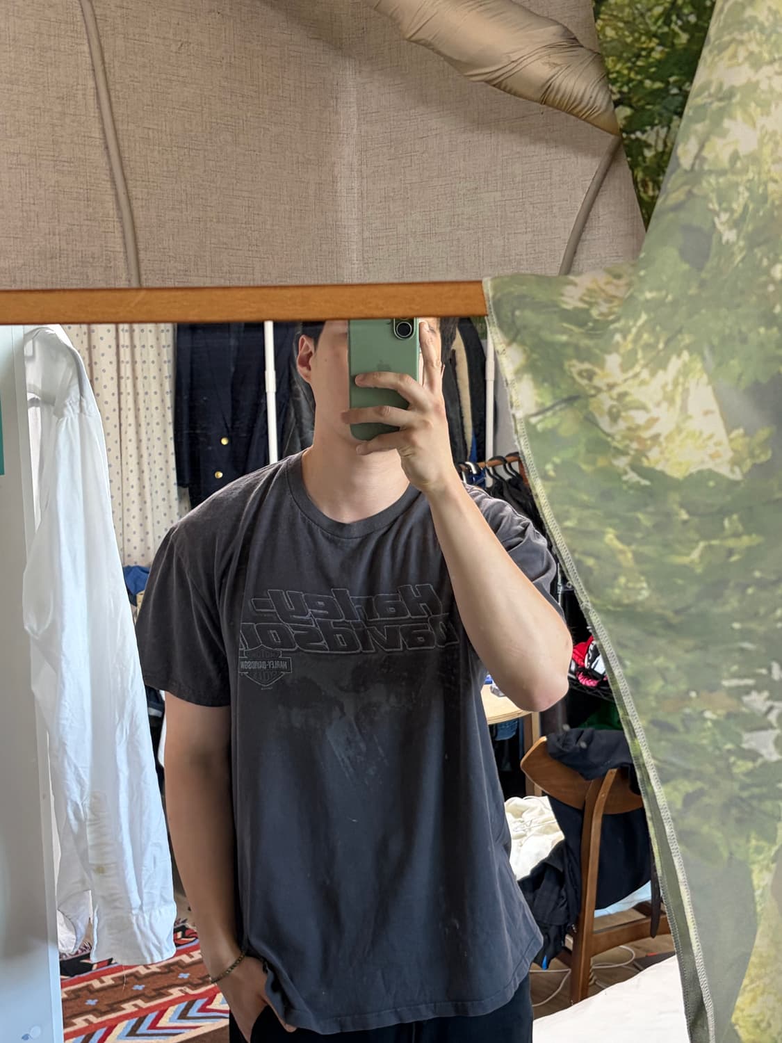 XL) 빈티지 할리 데이비슨 로고 프린팅 반팔 티셔츠 그레 상품이미지7