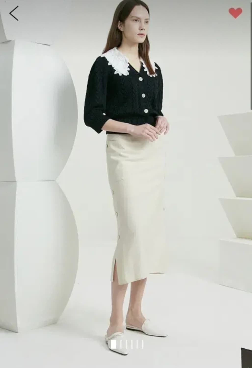 타임 버튼 패널 스커트 55사이즈 상품이미지1