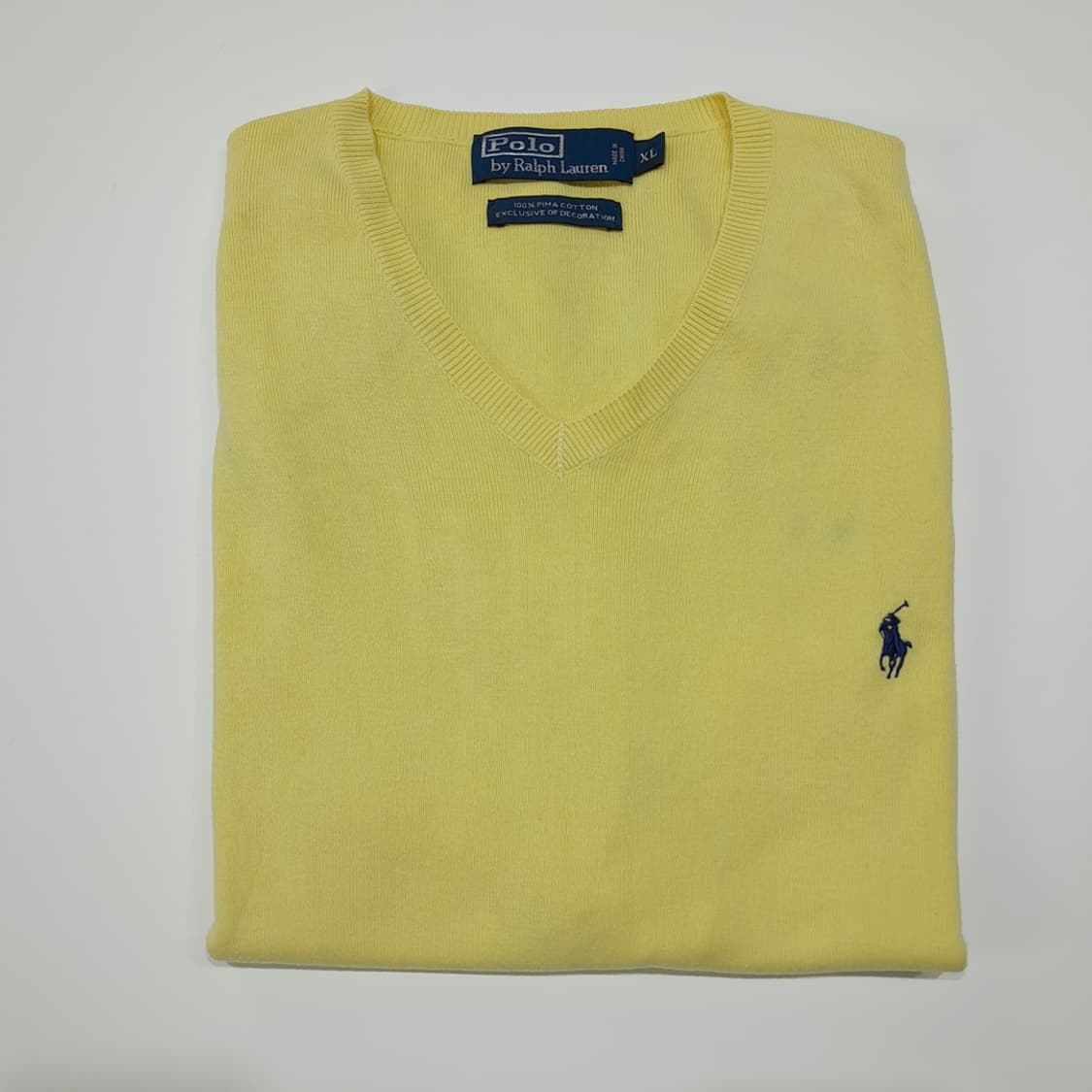 CL878 XL 폴로 90s 피마코튼 브이넥 옐로우 조끼 베스트 상품이미지7