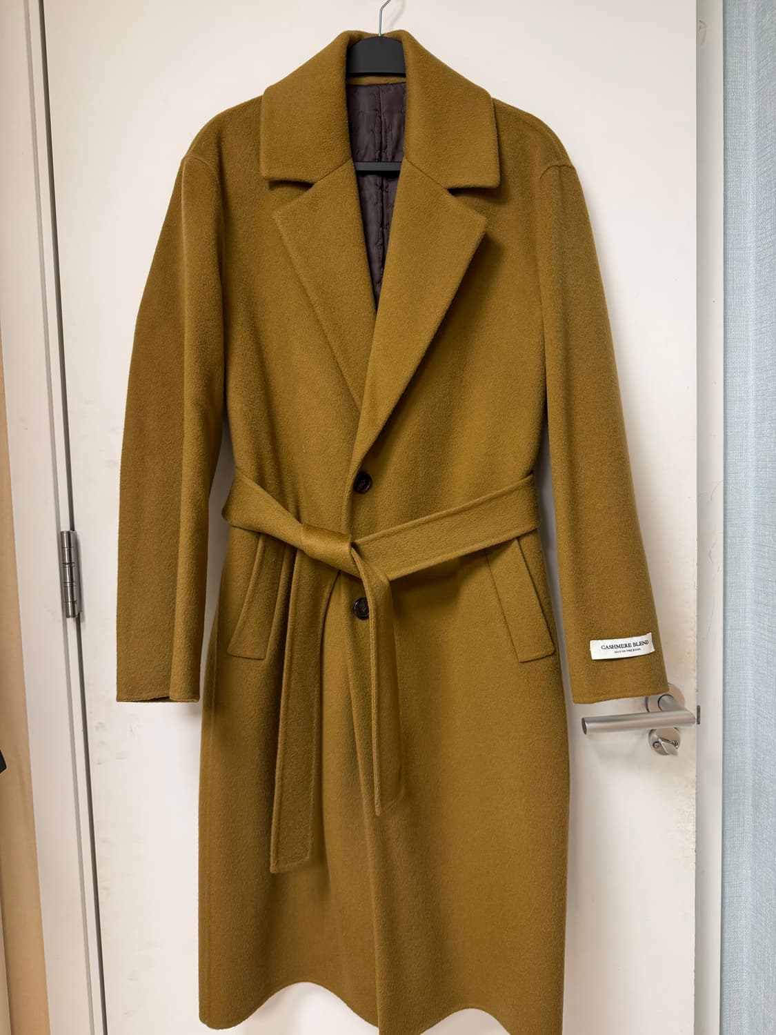 맨온더분 벨티드 울 캐시미어 카멜 코트 상품이미지2