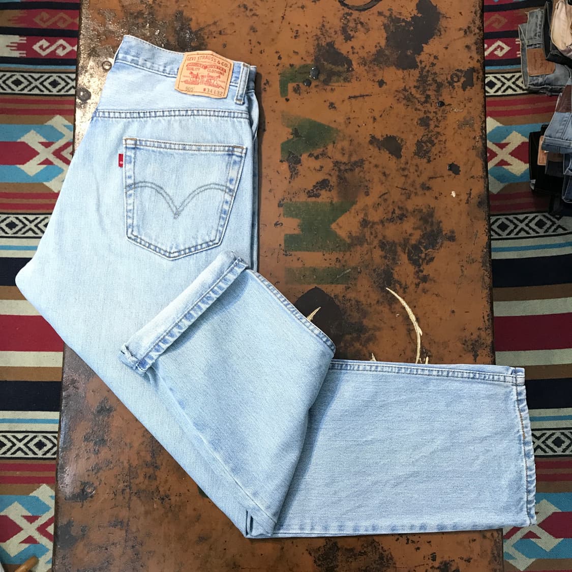 리바이스 505 연청 데님 팬츠 허리 32 사이즈  상품이미지2