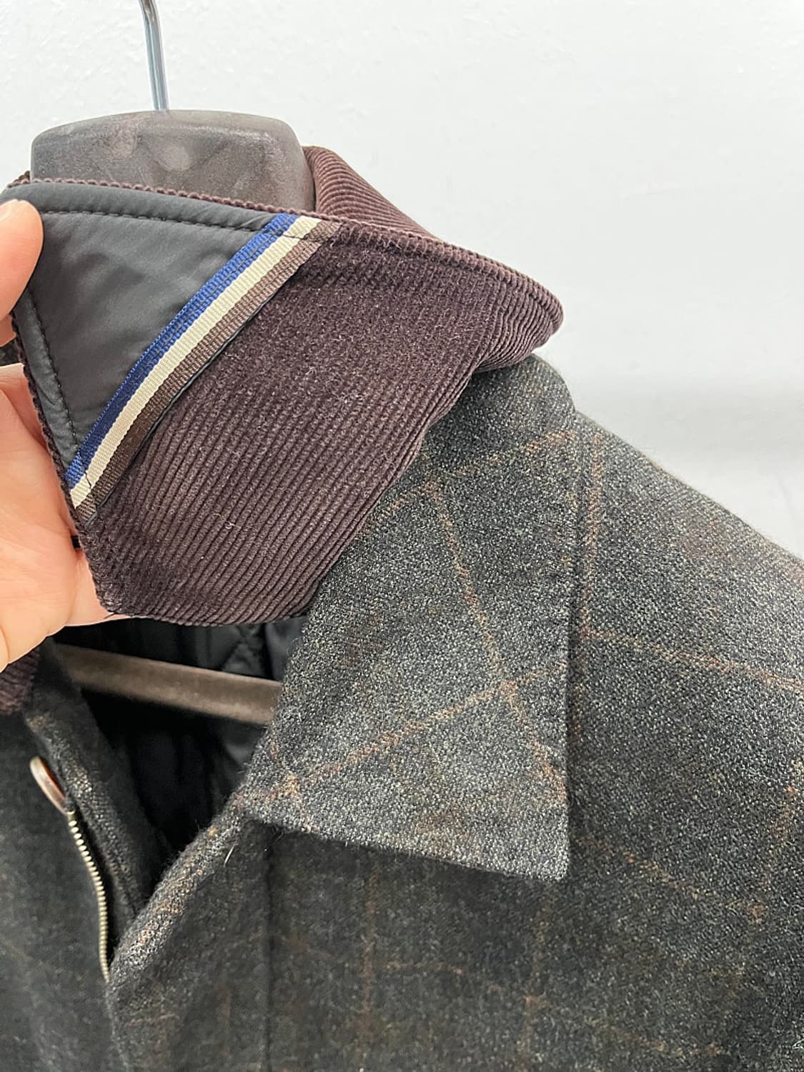 95) 닥스 코듀로이 카라 체크코트  상품이미지5