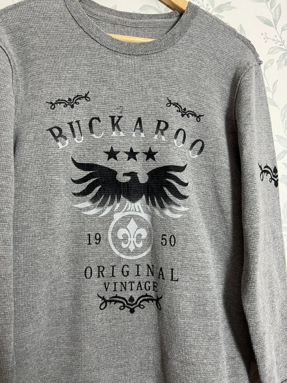 BUCKAROO 빈티지 와플 긴팔티 그레이 M 상품이미지2