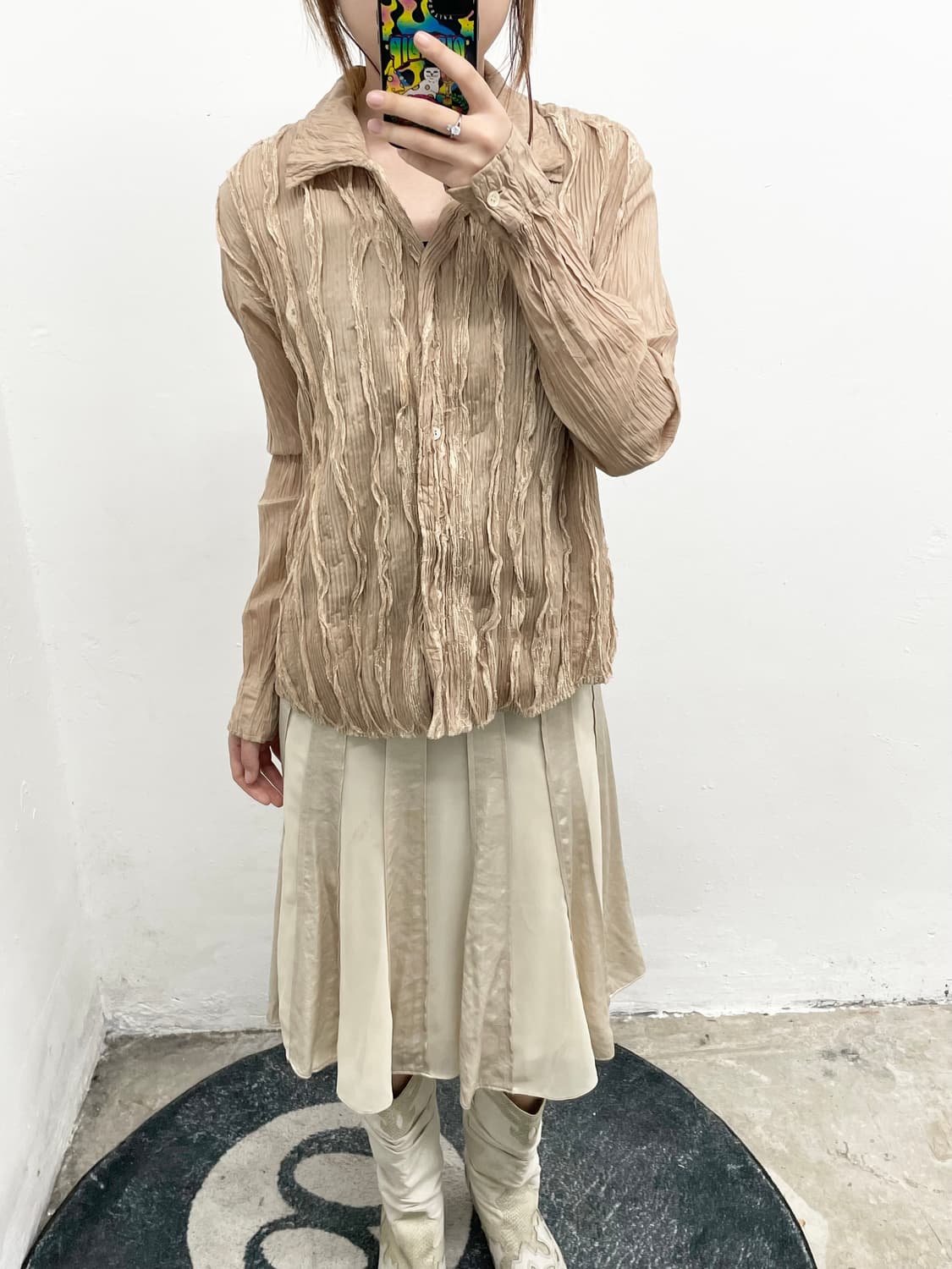 이세이미야케 플리츠 레이스 블라우스 *레어 상품이미지5