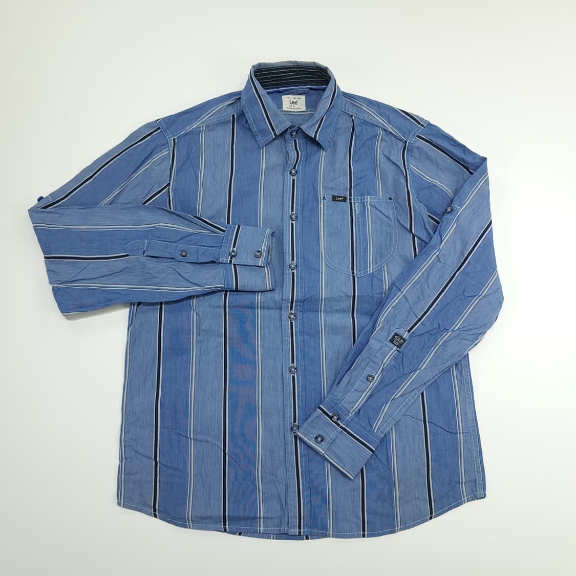 CN682 M LEE 리 올드스쿨 블루 스트라이프 긴팔 셔츠 남방 상품이미지2