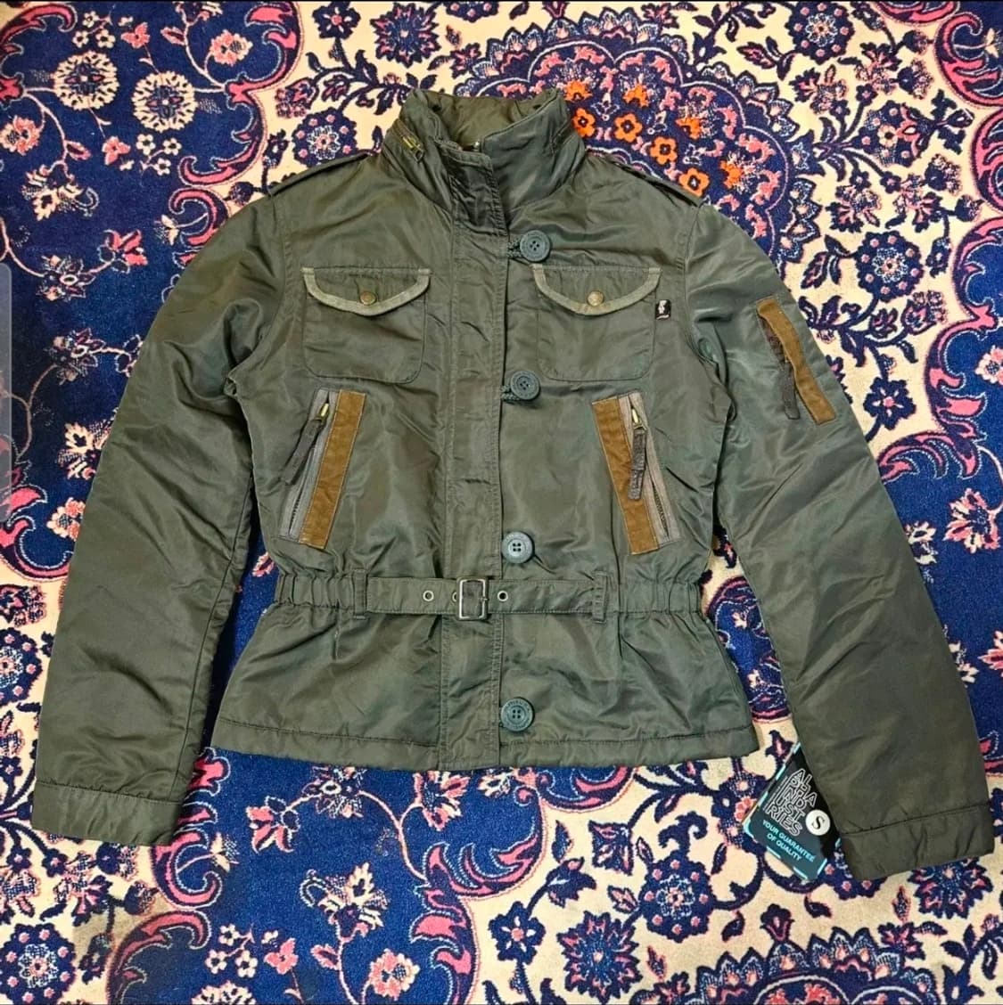 (새상품)알파인더스트리 벨티드 가죽덧댐 누빔 숏 항공 점퍼 상품이미지1