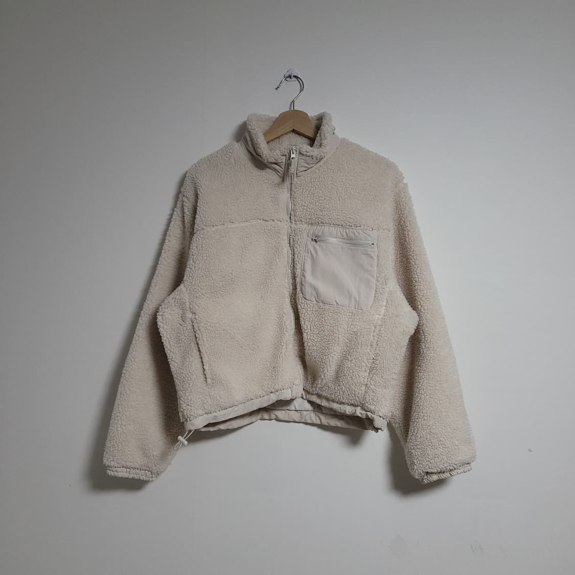 (M) SPAO 스파오 아이보리 양털 뽀글이 플리스 자켓 상품이미지1