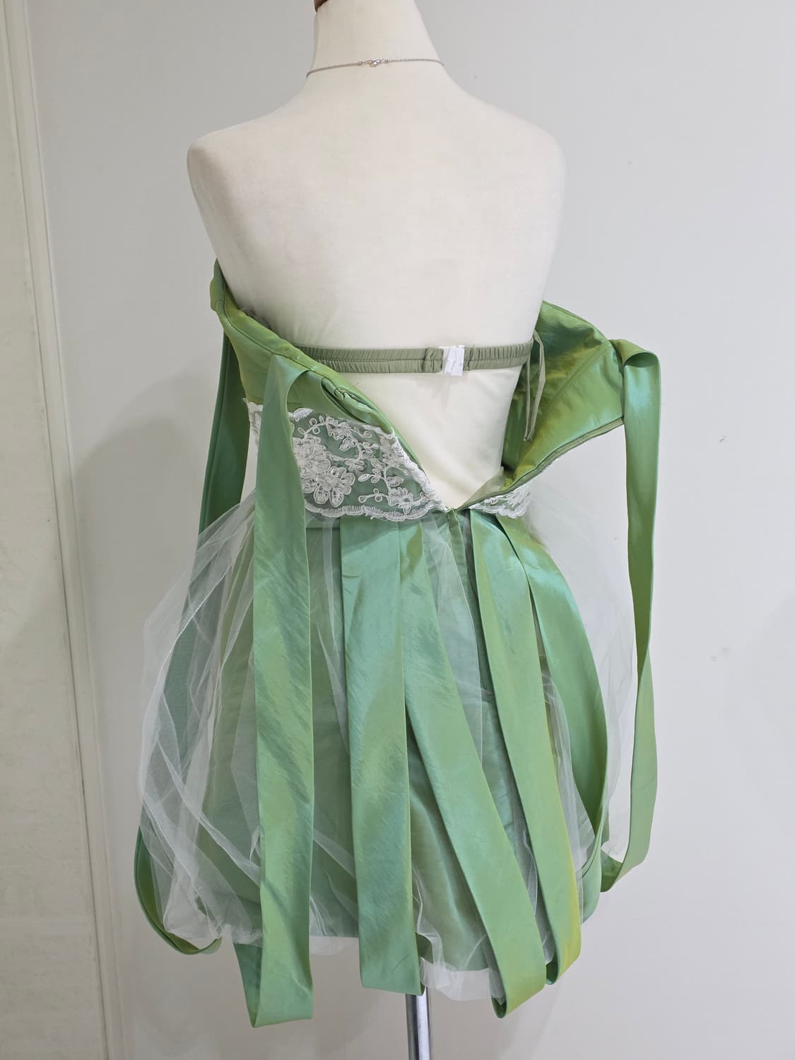 일본빈티지)그린 핀터깔 페어리계 레이스망사 벌룬드레스 댄스파티연주회 상품이미지5