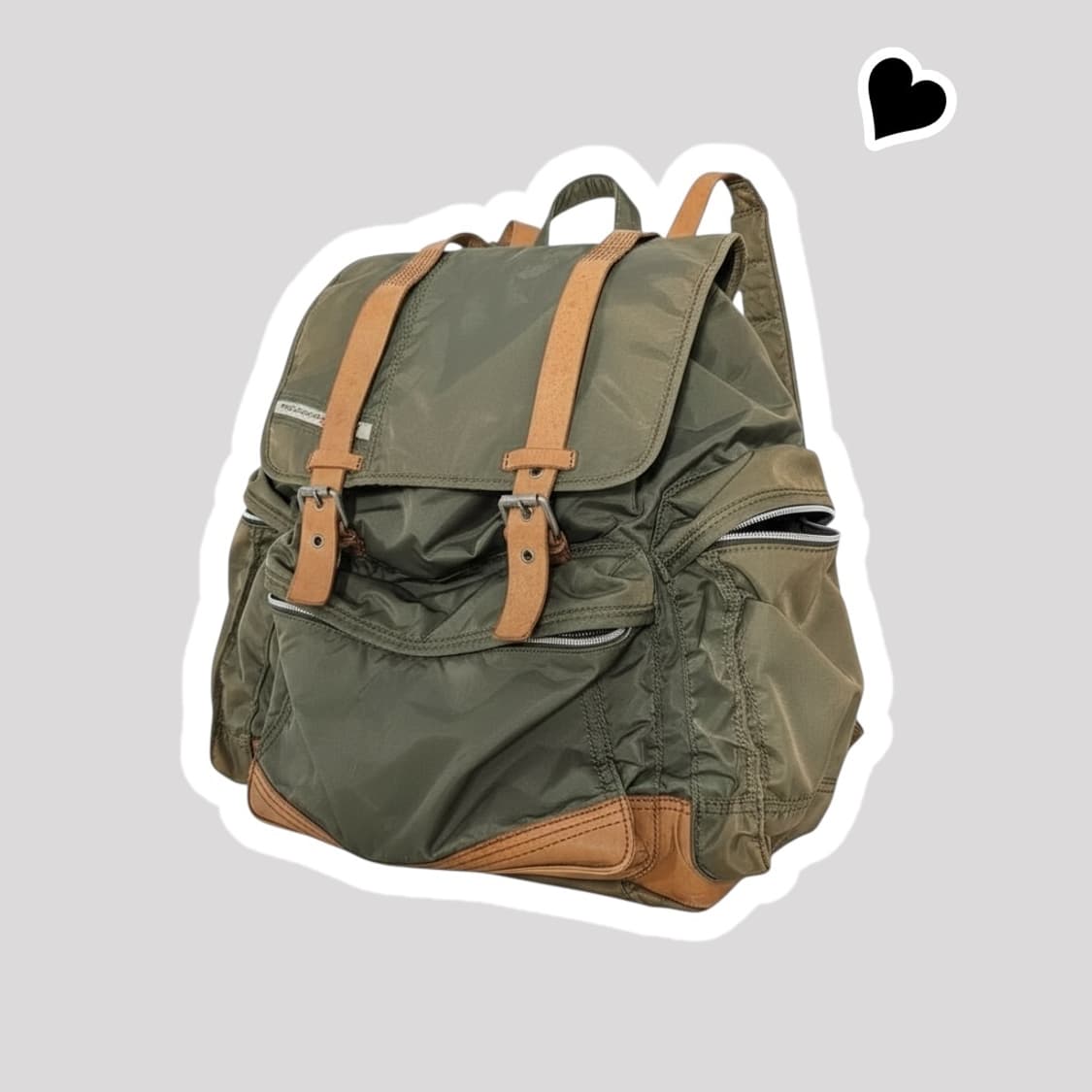 디젤 레더 나일론 카키 럭색 백팩 상품이미지1