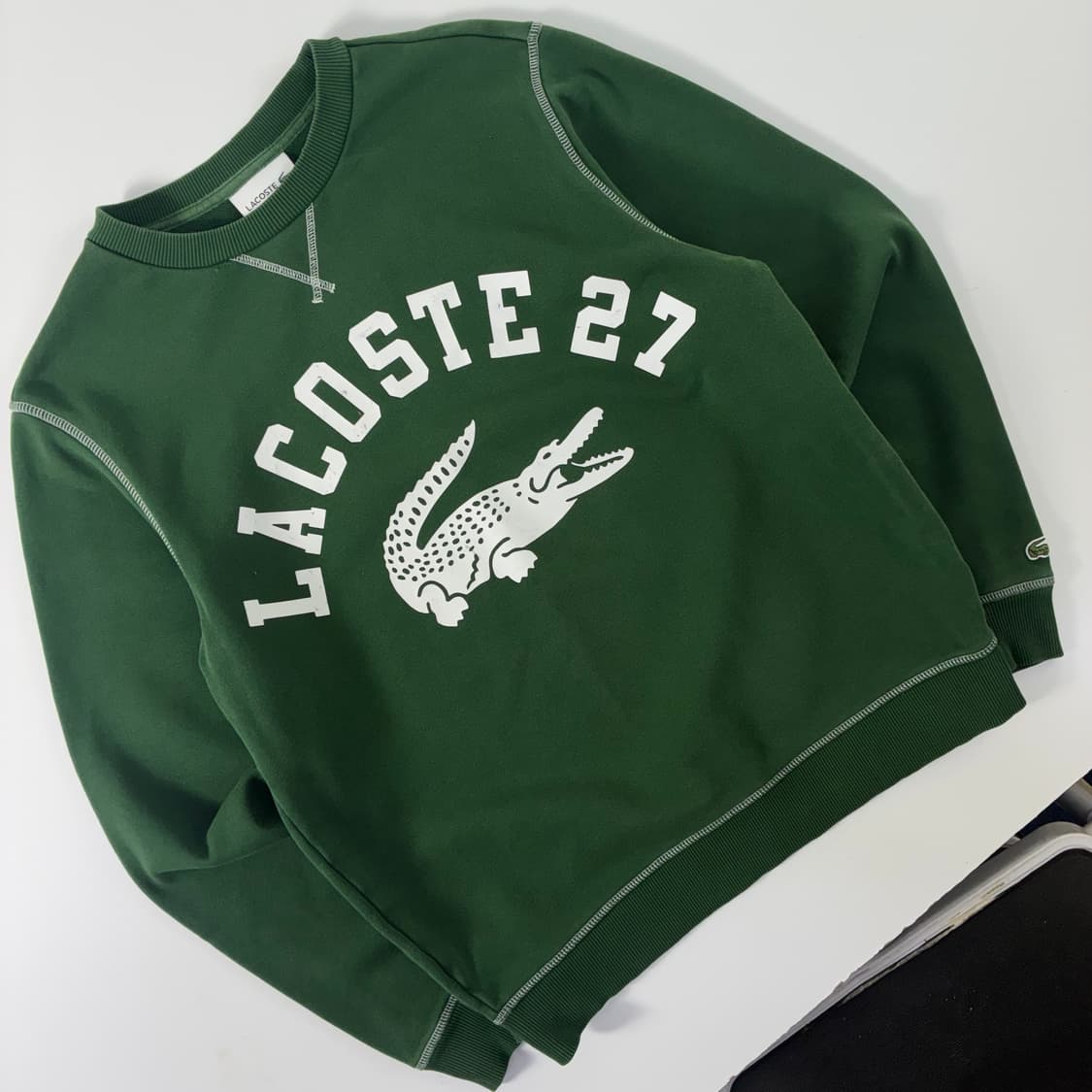 Lacoste  라코스테 빅크록 레터링 그린 맨투맨  상품이미지2