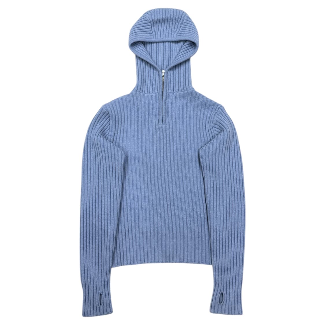 문선 바라클라바 니트 탑 후드 블루 M 상품이미지1