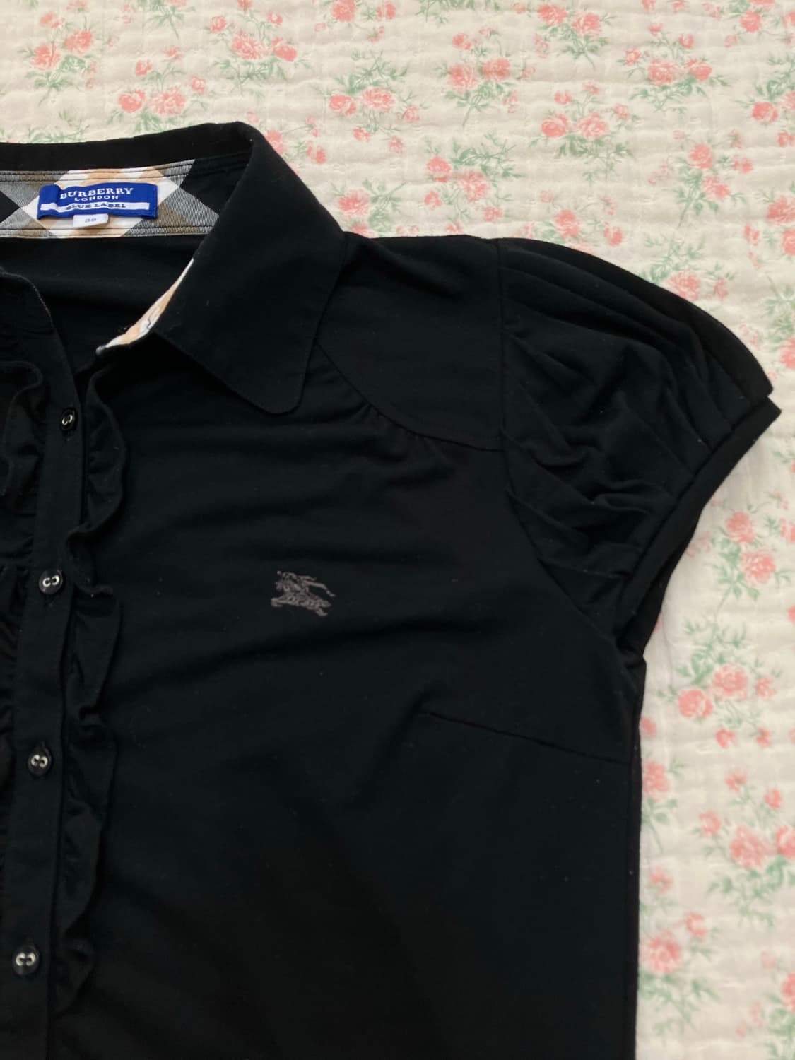 버버리 레이스 셔링 블랙 반팔 1075 모리걸 y2k 스트릿 갸루 펑키 상품이미지3