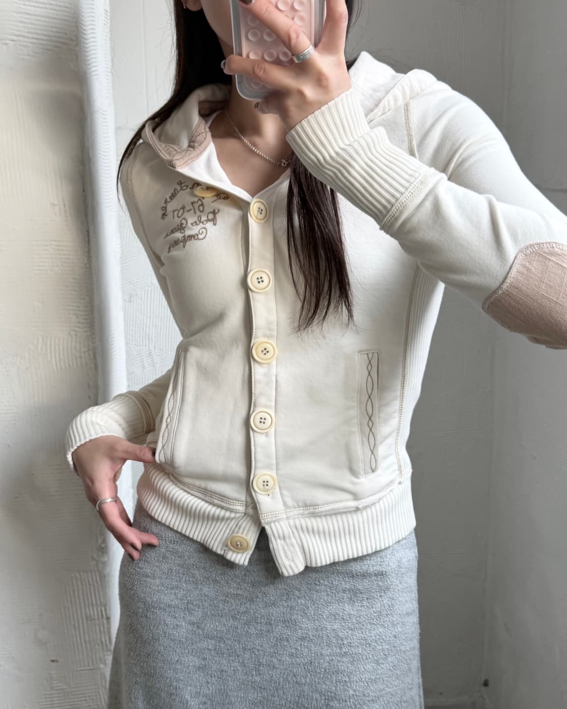 Polo Jeans 폴로 진스 아이보리 후드 버튼 가디건 상품이미지1