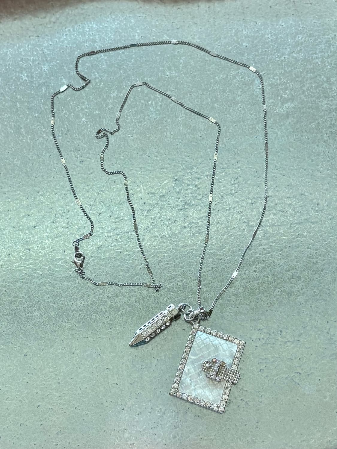 자개 노트 연필 실버 목걸이 상품이미지1