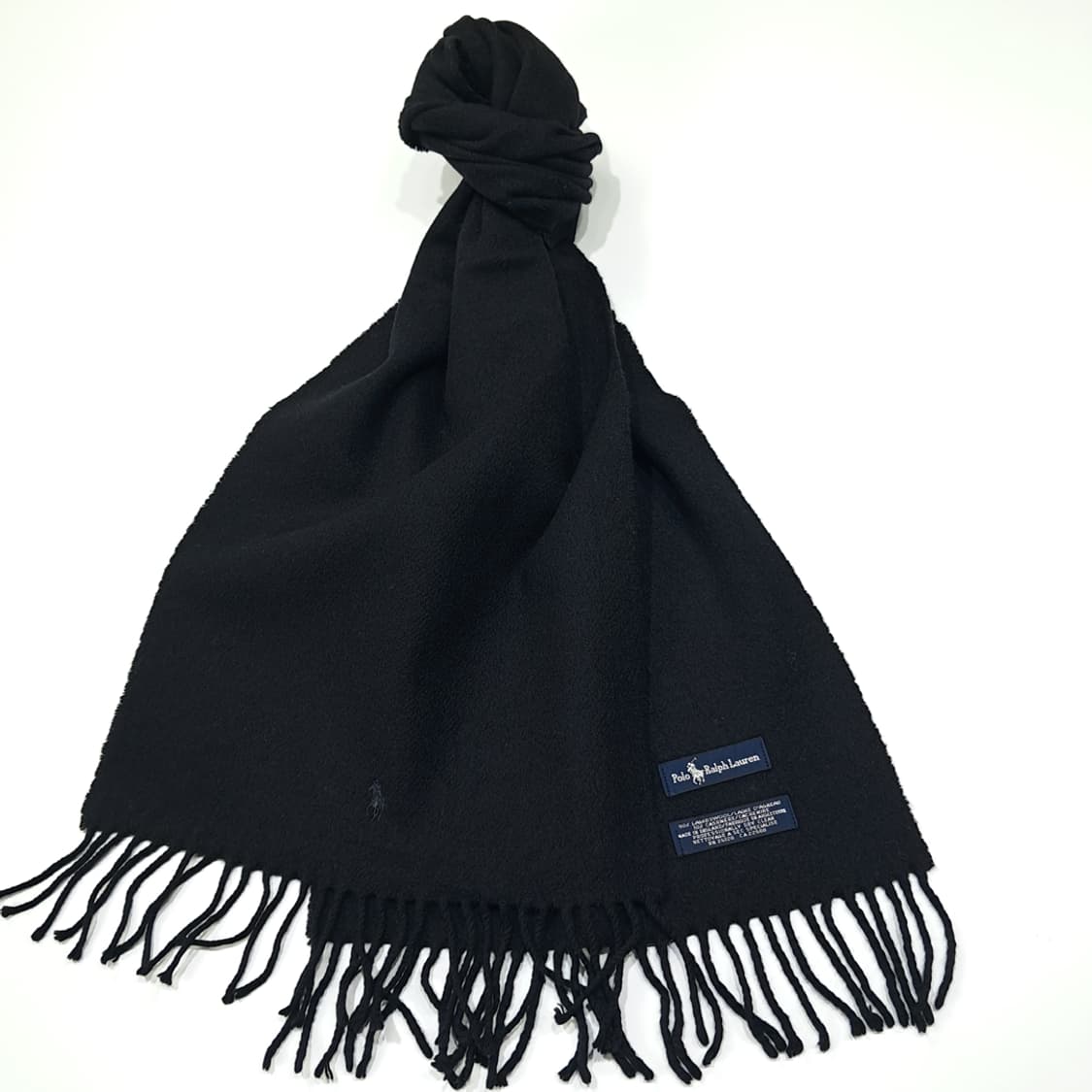MX483 폴로 90s 영국판 울캐시미어 포니자수 블랙 머플러목도리 상품이미지2