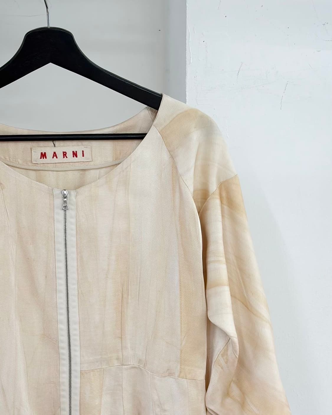 마르니 베이지 패턴 코튼 지퍼 미니 원피스 상품이미지3