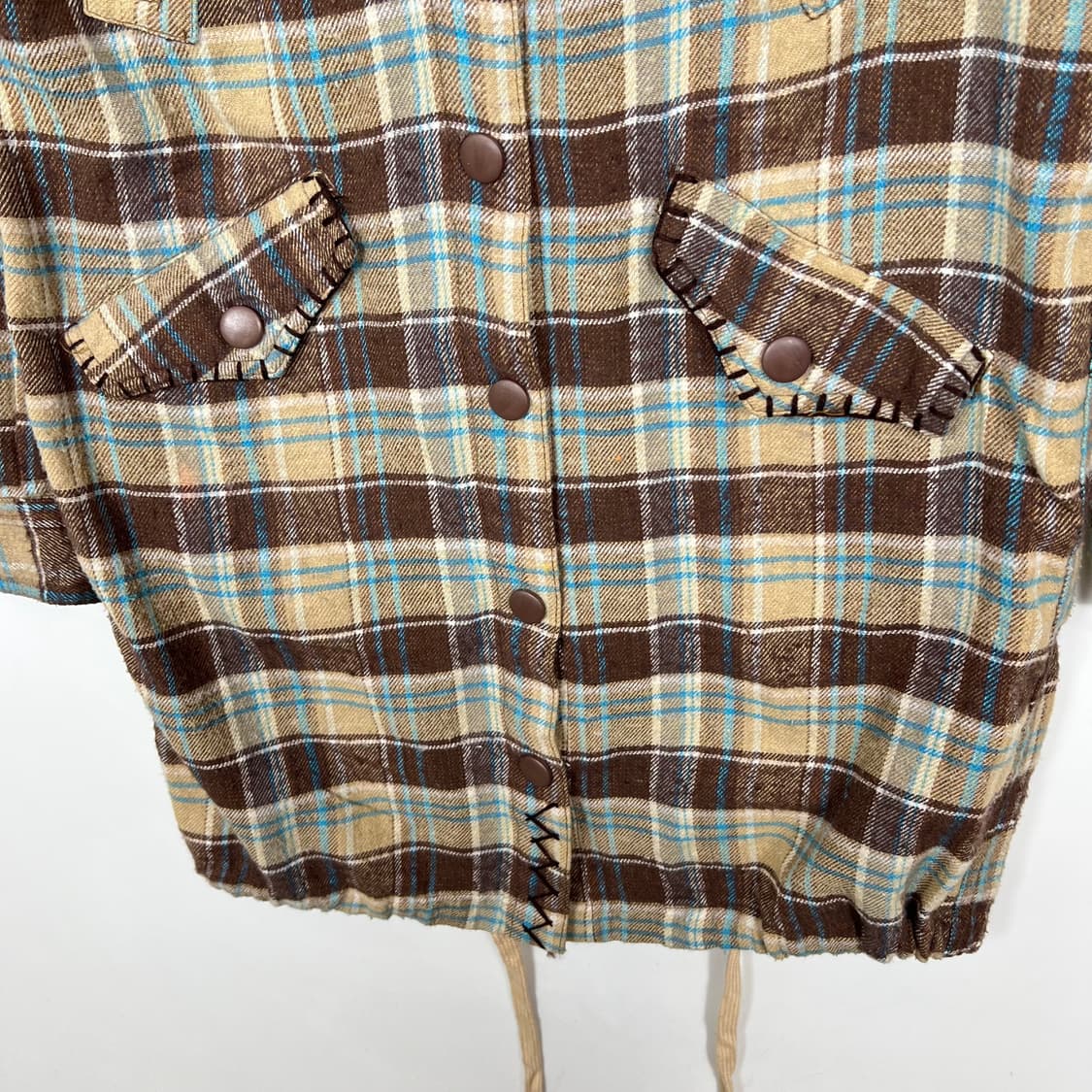 Japan vtg 스티치 체크 후드 롱 자켓 상품이미지5
