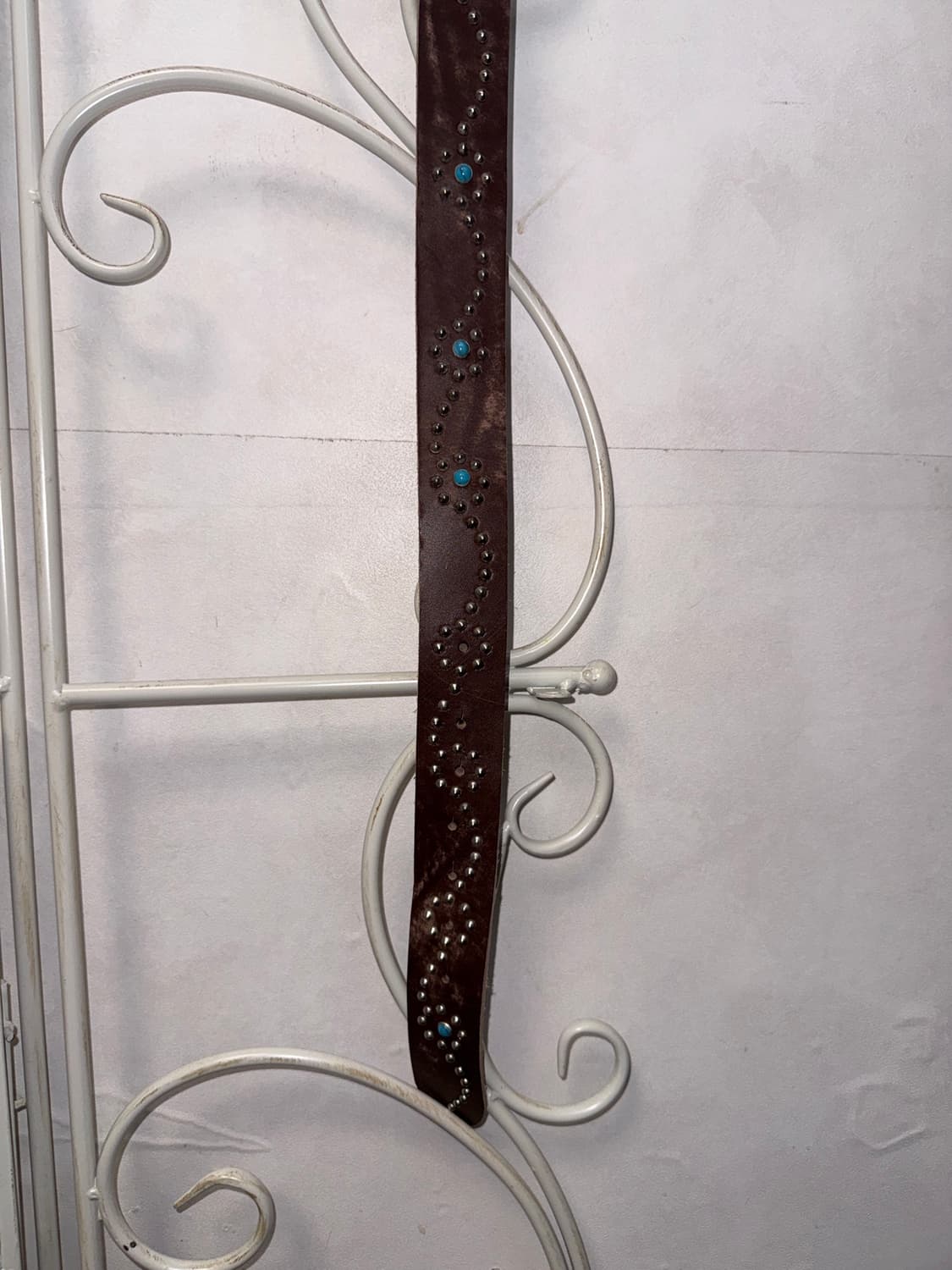 Brown turquoise stud leather belt 상품이미지6