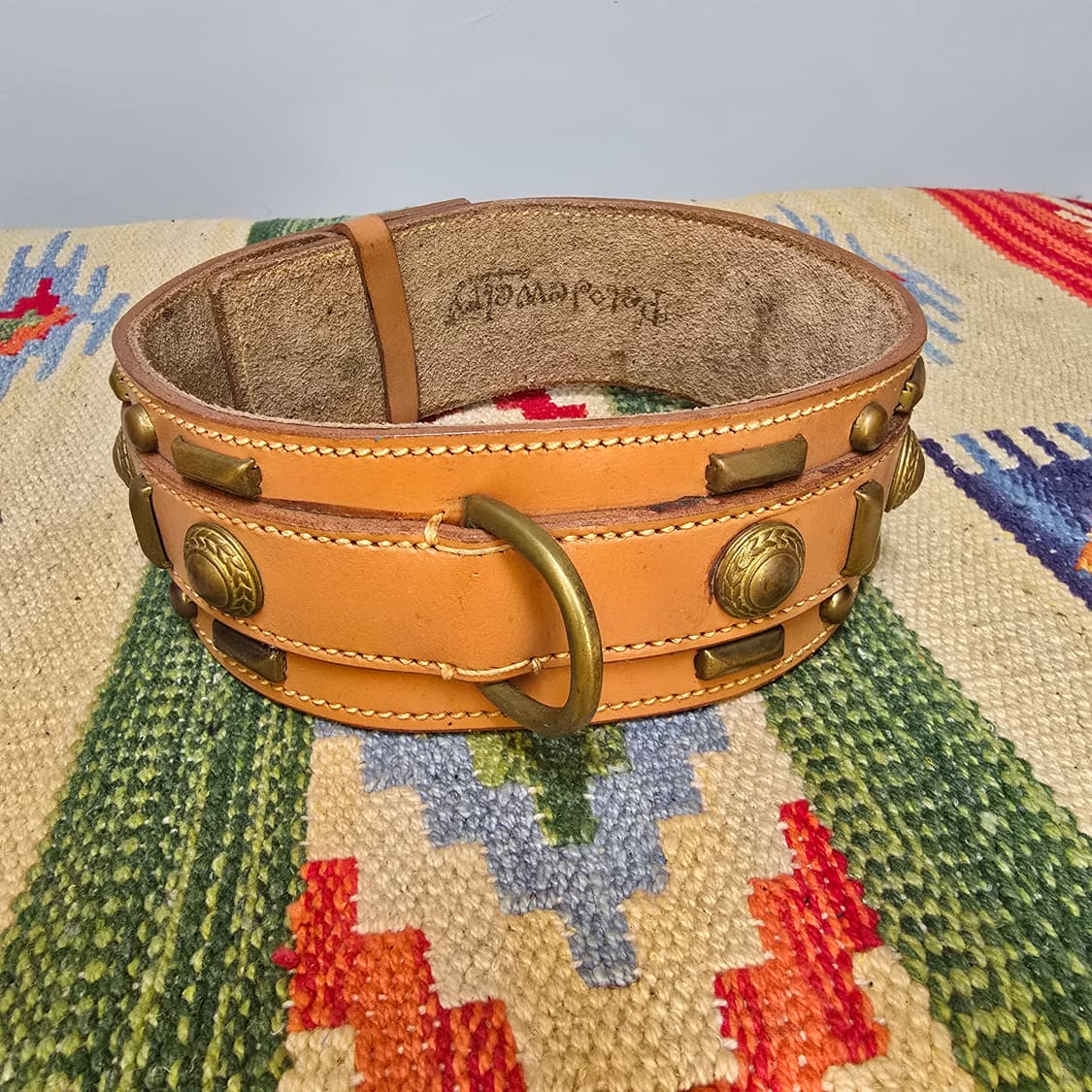 대형견 Dog collar 목 칼라 카우하이드레더 황동장식 상품이미지3