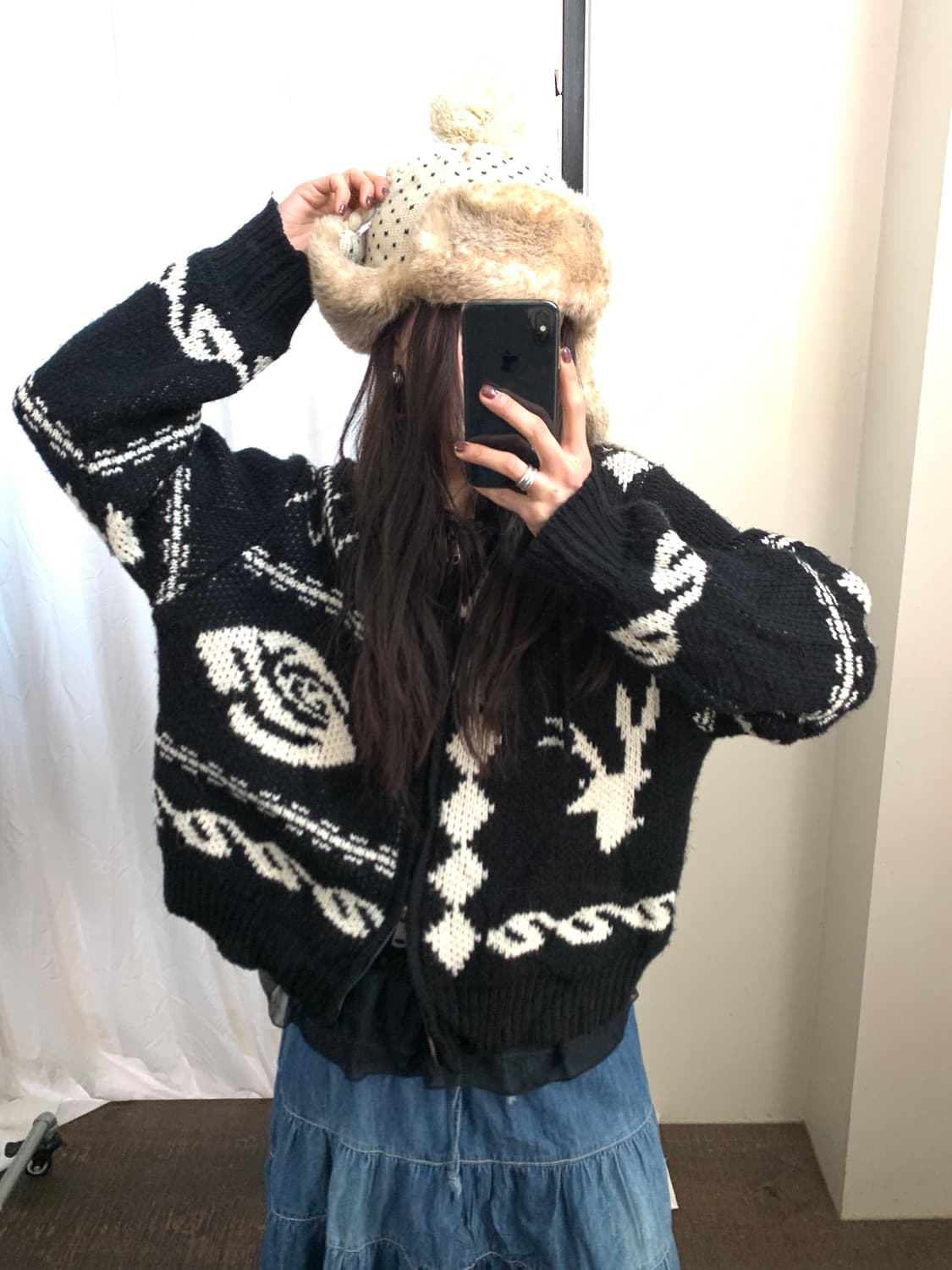 빈티지 노르딕 투웨이 후드 니트 상품이미지4