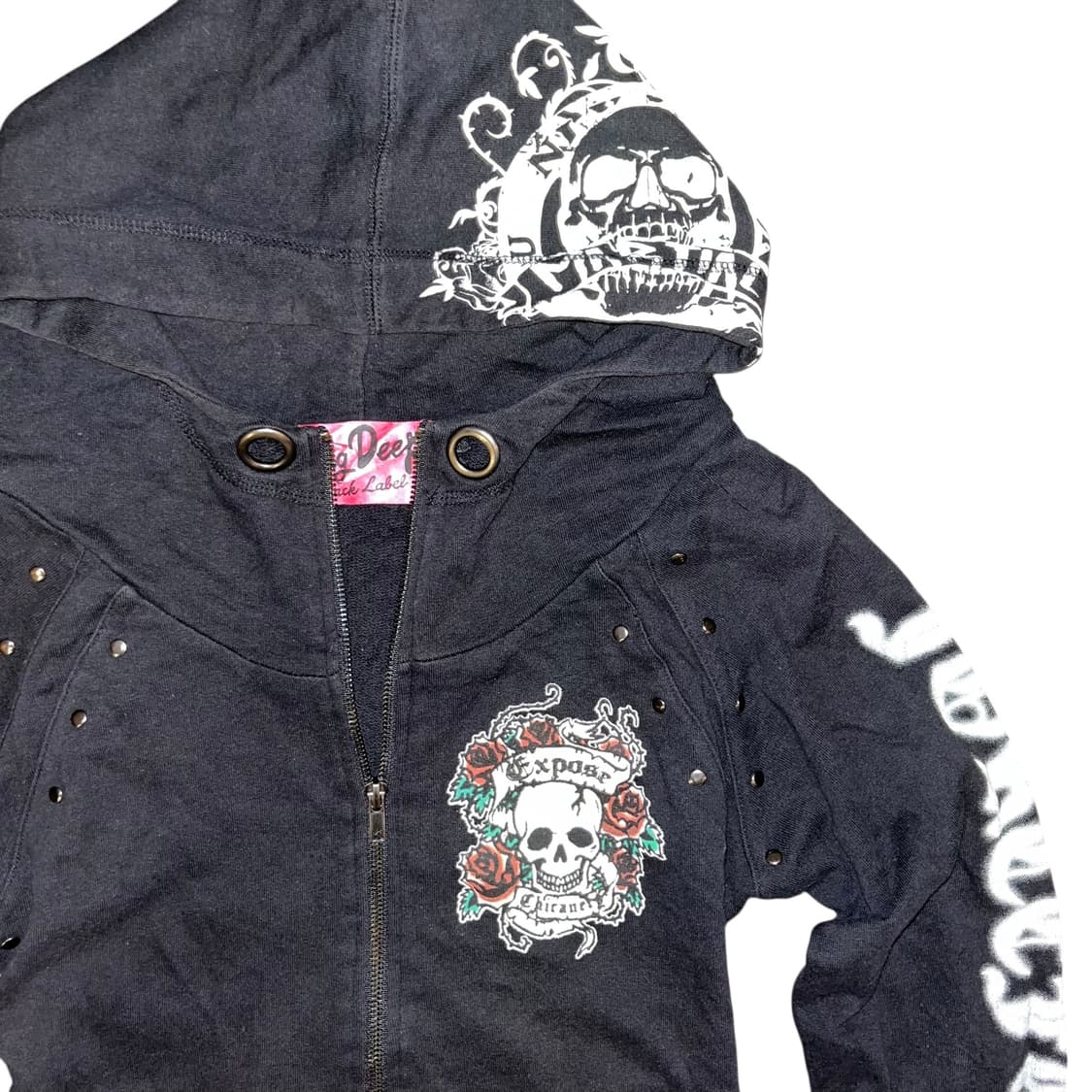 DIG DEEP 디그딥 해골프린팅 소매셔링 후드집업 펑크y2k갸루 상품이미지4