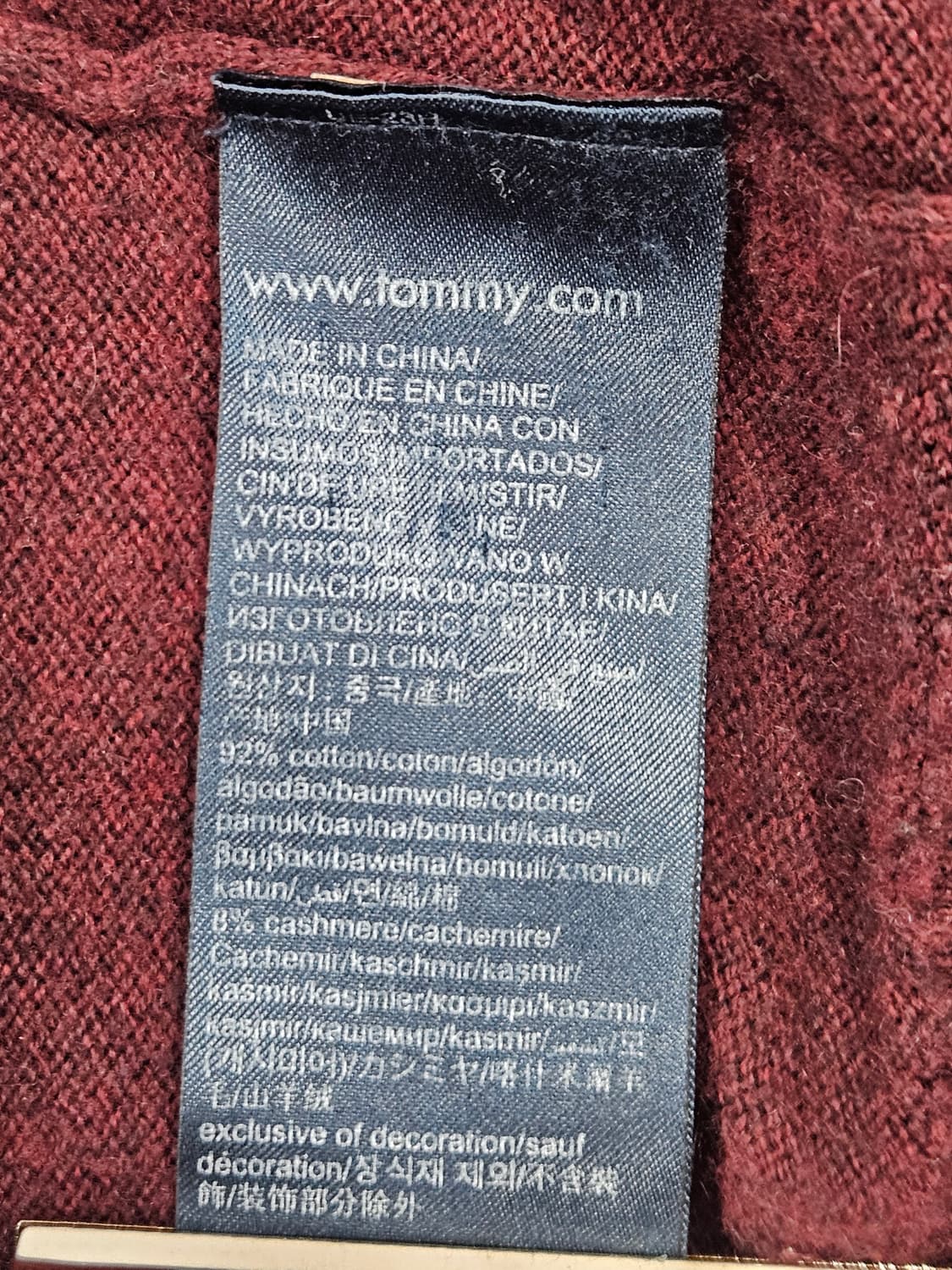 타미힐피거(Tommy Hilfiger) 캐시미어 혼방 니트 버건디 M 상품이미지4