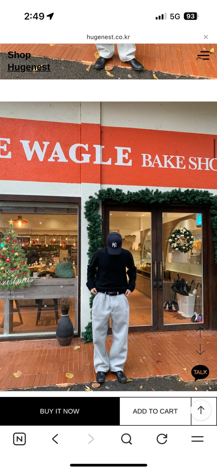 새거)) 휴즈네스트 정가6.5 기모  프론트턱 스웻팬츠 그레이 상품이미지4