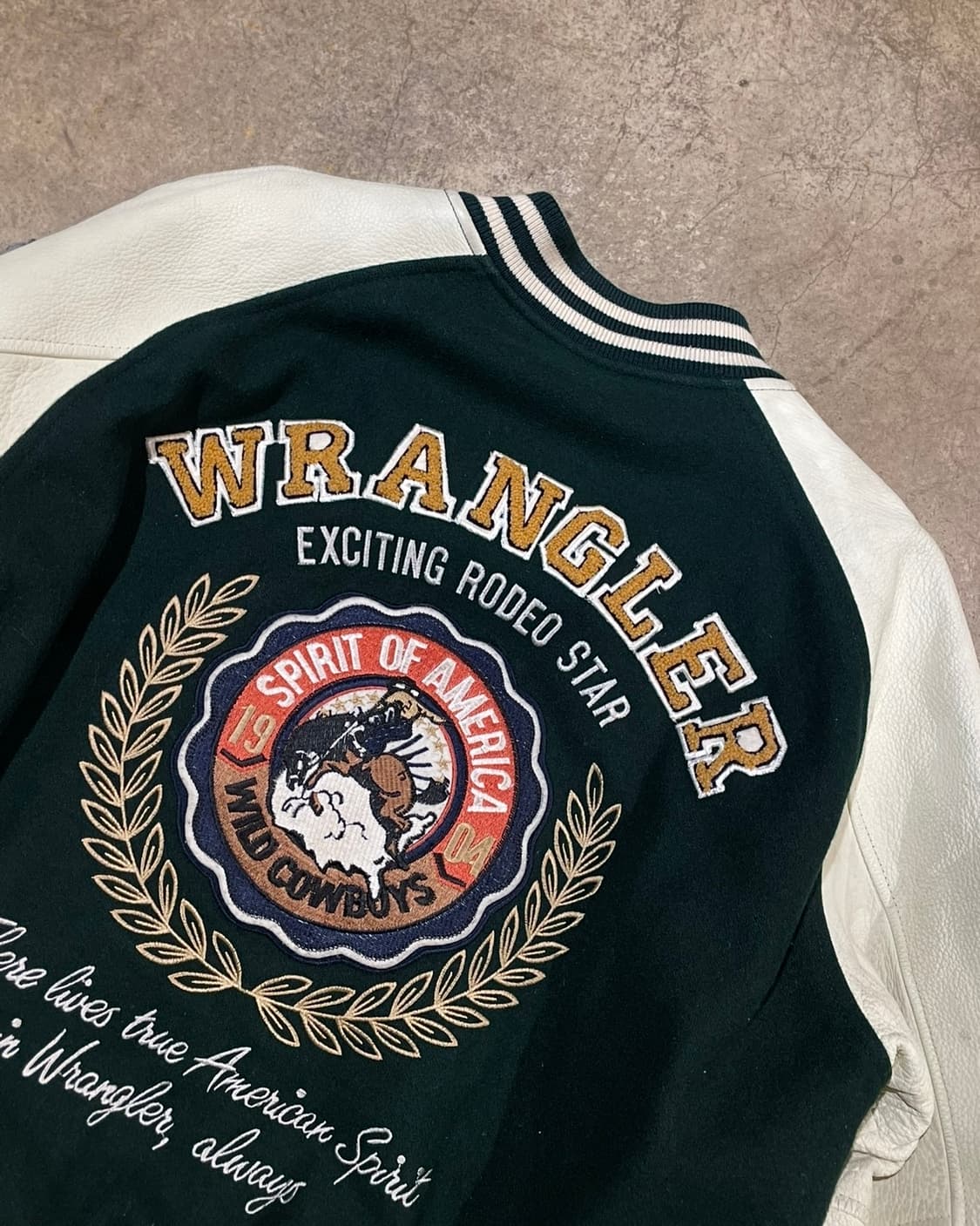 90‘s 랭글러 레더 바시티 재킷 (B5085) 상품이미지7