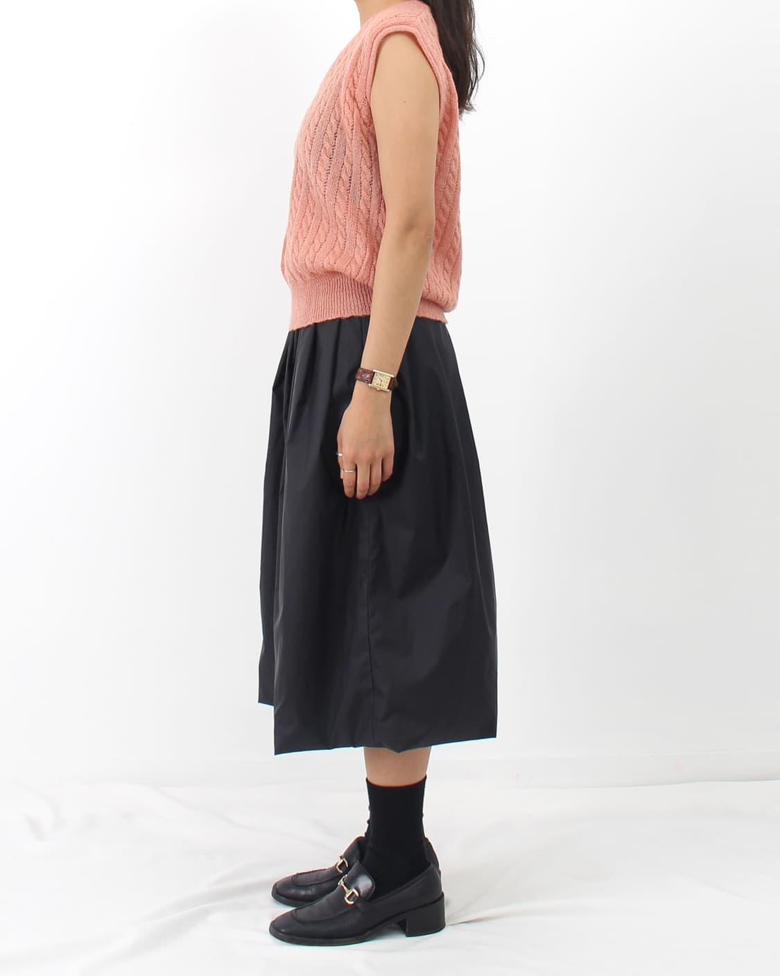 페라가모 Ferragamo 모헤어 핑크 꽈배기 니트 베스트 상품이미지10